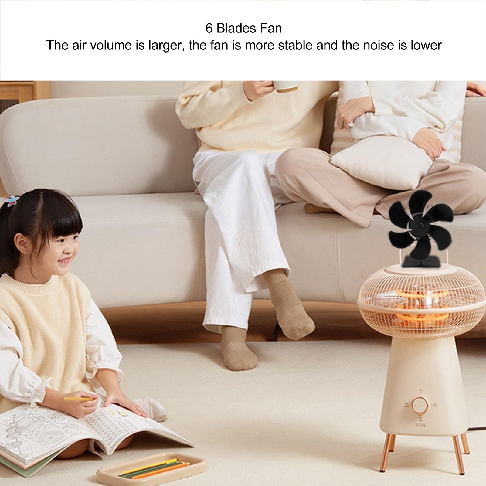 Wood Stove Fan Heat Powered - Ultra Quiet 6 Blade Non-Electric Fireplace Fan, Eco-Friendly Mini Aluminum Stove Top Thermal Fan for Wood Burning Stoves & Gas Fireplaces - Perfect for Home Heating, Cabin Warmth & Energy Efficiency