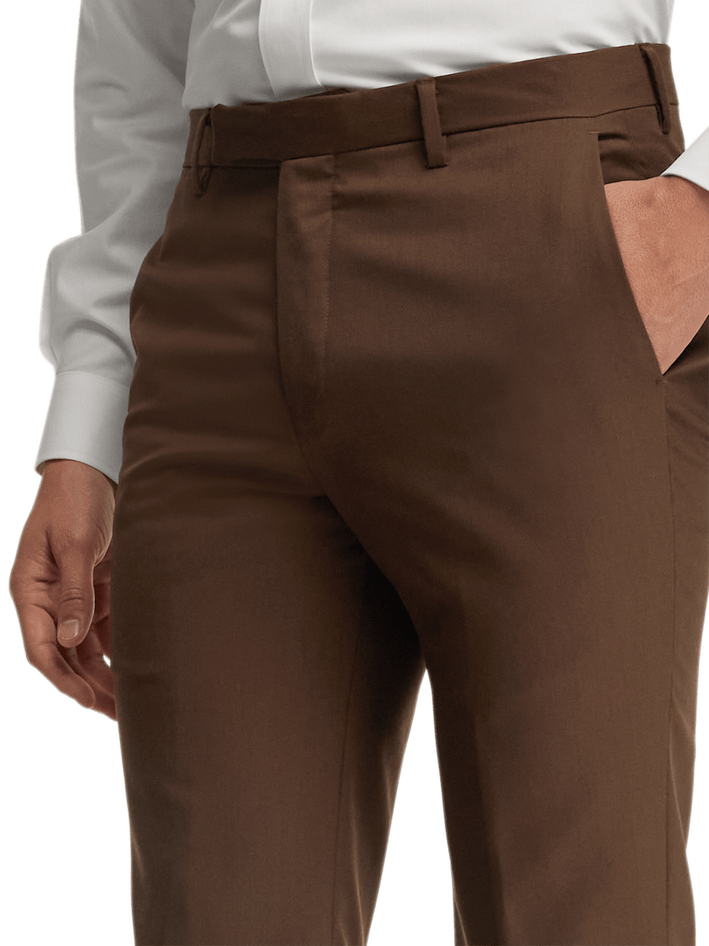 Premium Wool Gabardine Dress Pants for Men - Classic Brown Office Trousers | Comfortable Business Attire for Work, Meetings & Formal Occasions
