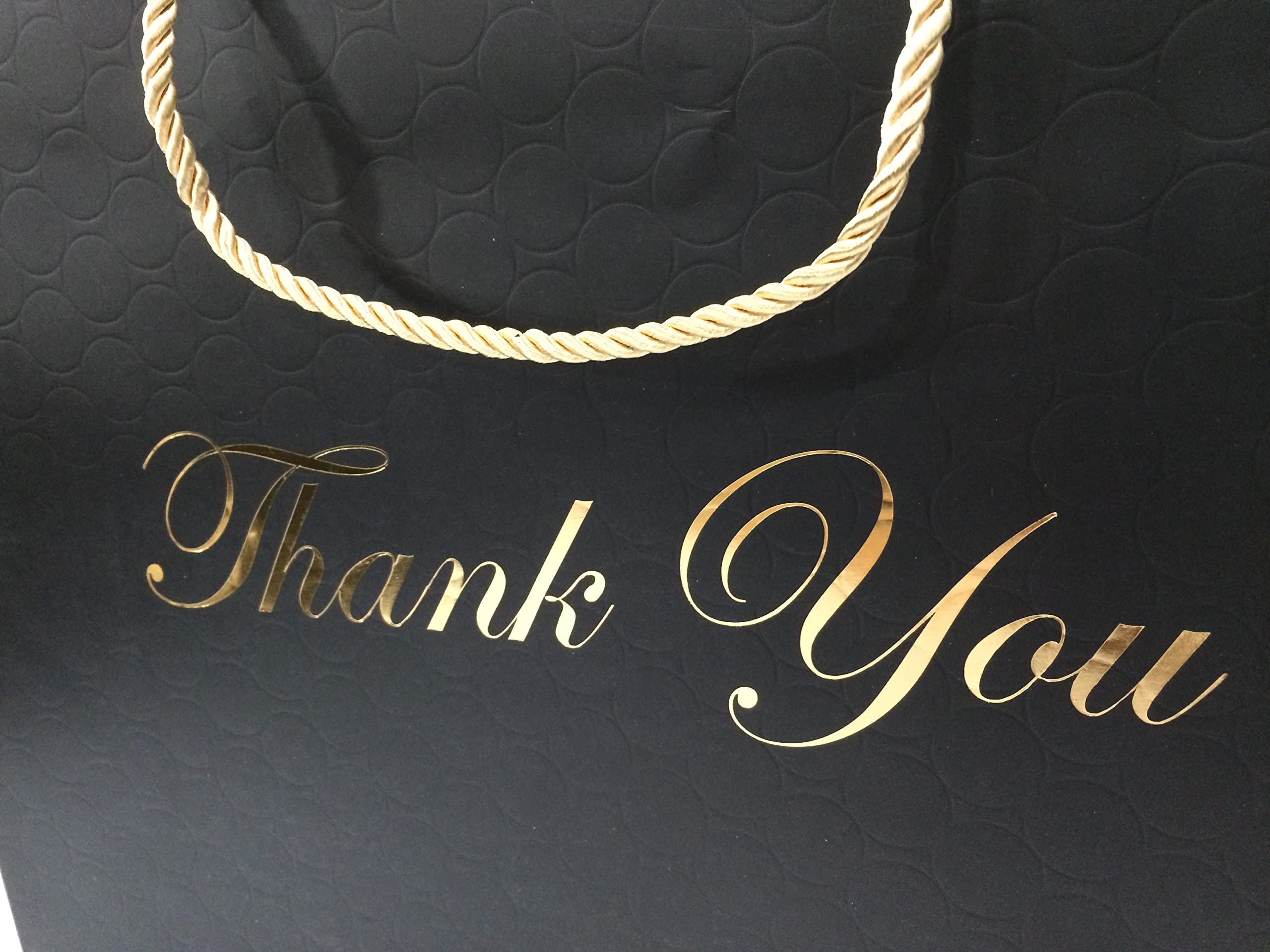 MODEENI Extra Large Black Thank You Gift Bags - 10 Pack (16x6x12 Inches) - Premium Luxury Matte Finish Paper Bags with Gold Foil Handles - Perfect for Birthday, Wedding, Anniversary, Christmas Gifts & Party Favors