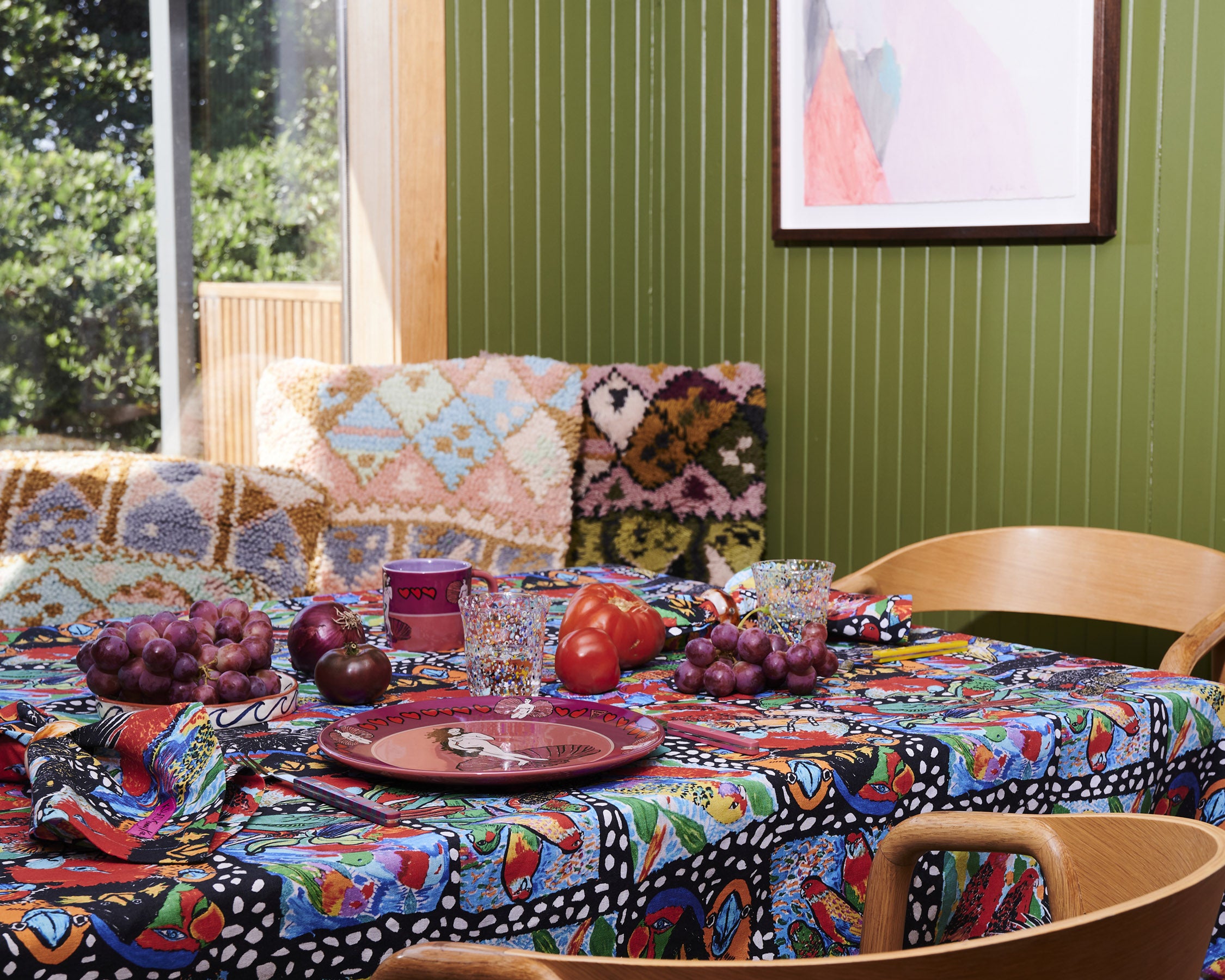 Kip&Co x Jenny Kee Parrots & Cockatoos Linen 4-Piece Napkin Set | Premium Cotton Table Linens for Dinner Parties, Weddings & Home Decor