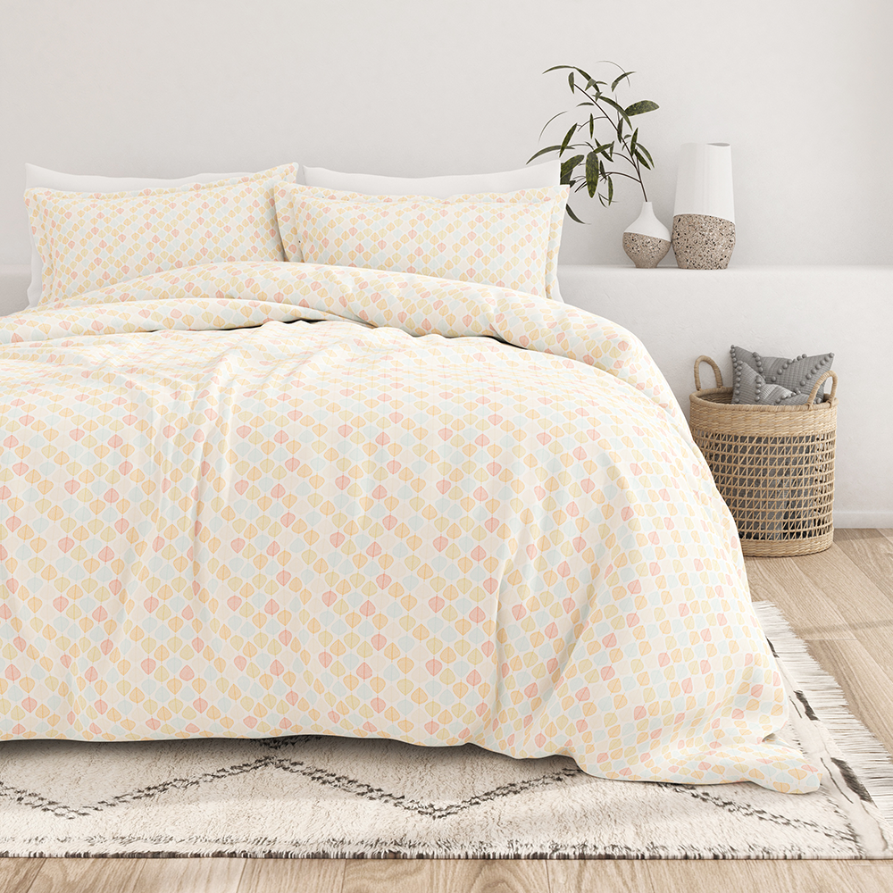 Leaf Pattern 3-Piece Duvet Cover Set - Soft & Breathable Bedding for Cozy Bedroom Decor - Perfect for Master Bedroom, Guest Room, and Dormitory