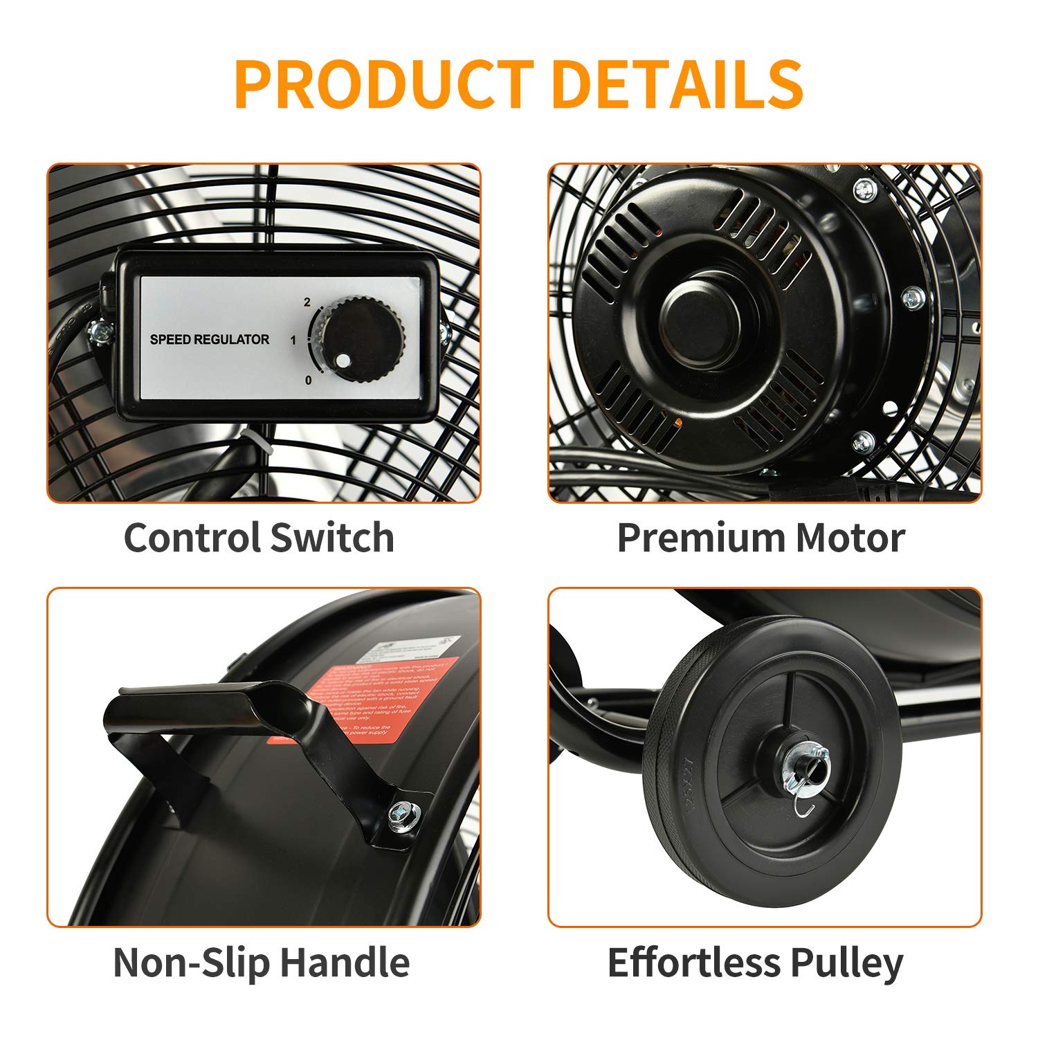 PONO 24 Inch High Velocity Industrial Drum Fan - 7500 CFM Heavy Duty 2-Speed Air Circulator | Metal Blower for Commercial, Residential & Greenhouse Use | Perfect for Warehouses, Workshops & Large Spaces