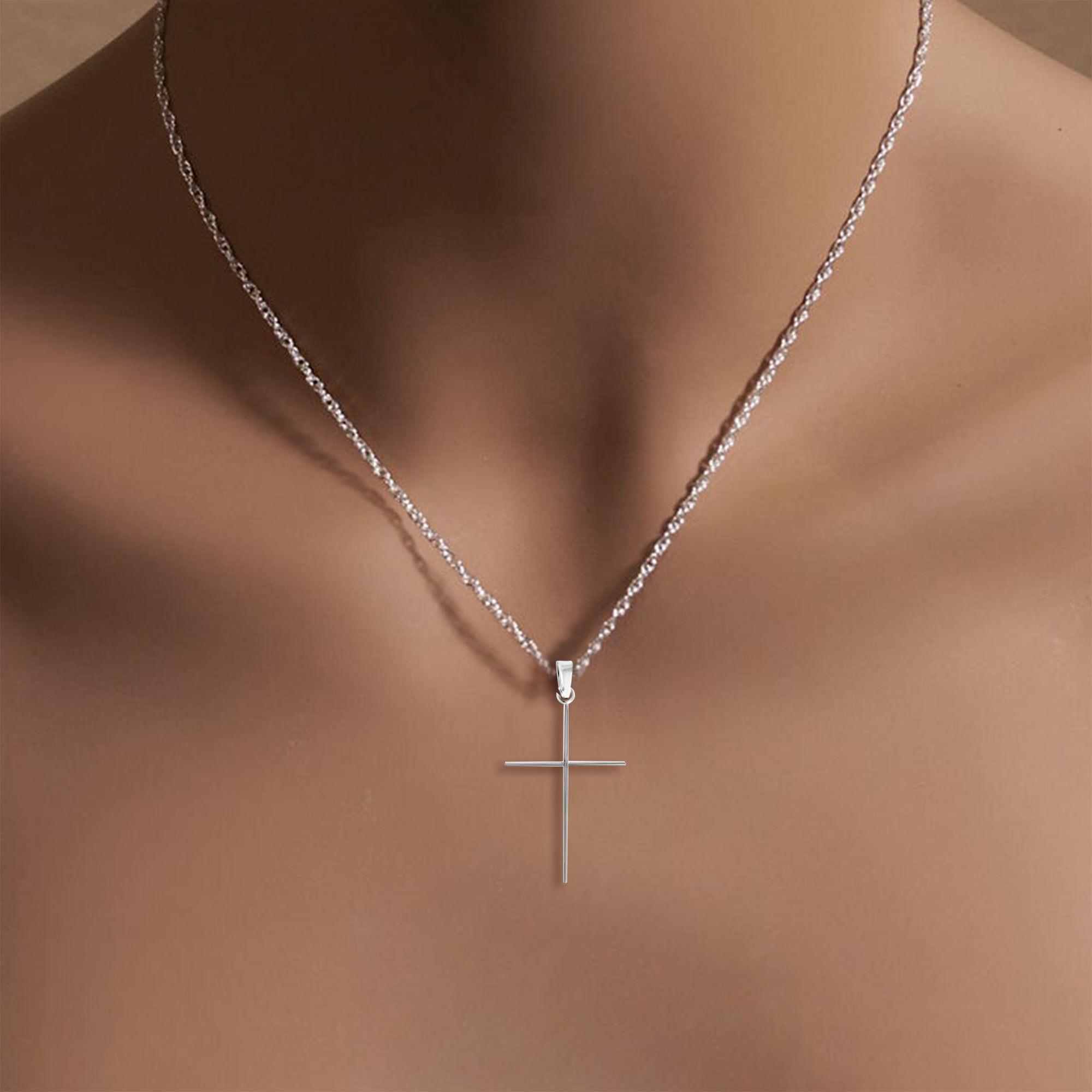 14K Yellow Gold Dainty Skinny Cross Necklace for Women - Perfect for Everyday Wear, Gifts & Special Occasions