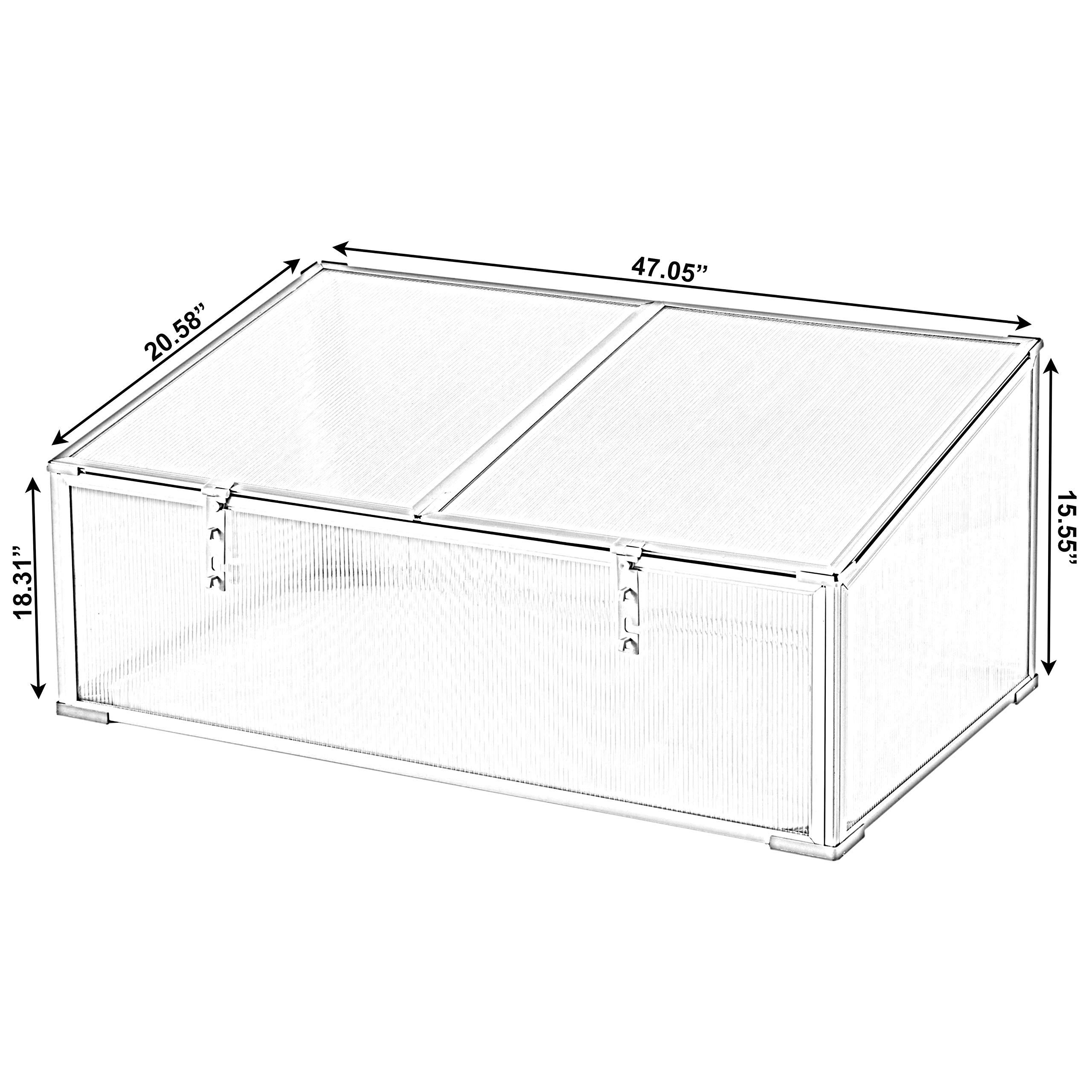Portable Aluminum Cold Frame Greenhouse - Bottomless Flower Box & Plant Protector with UV-Blocking Transparent Double Walled PVC Panels | Perfect for Seed Starting, Winter Gardening, and Outdoor Plant Protection
