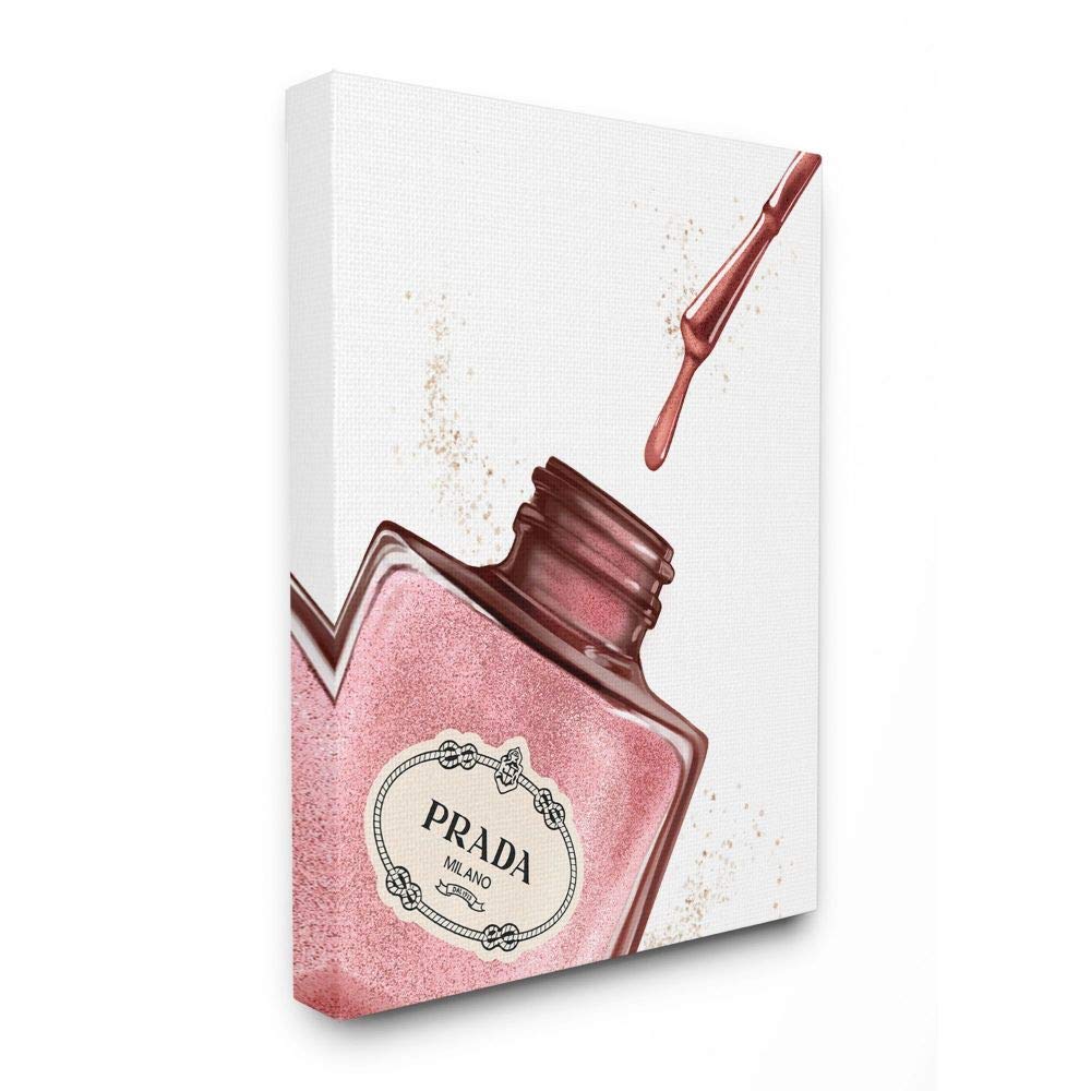 Stupell Industries Makeup Nail Polish Brush Pink Drip Fashion Wall Art - 36