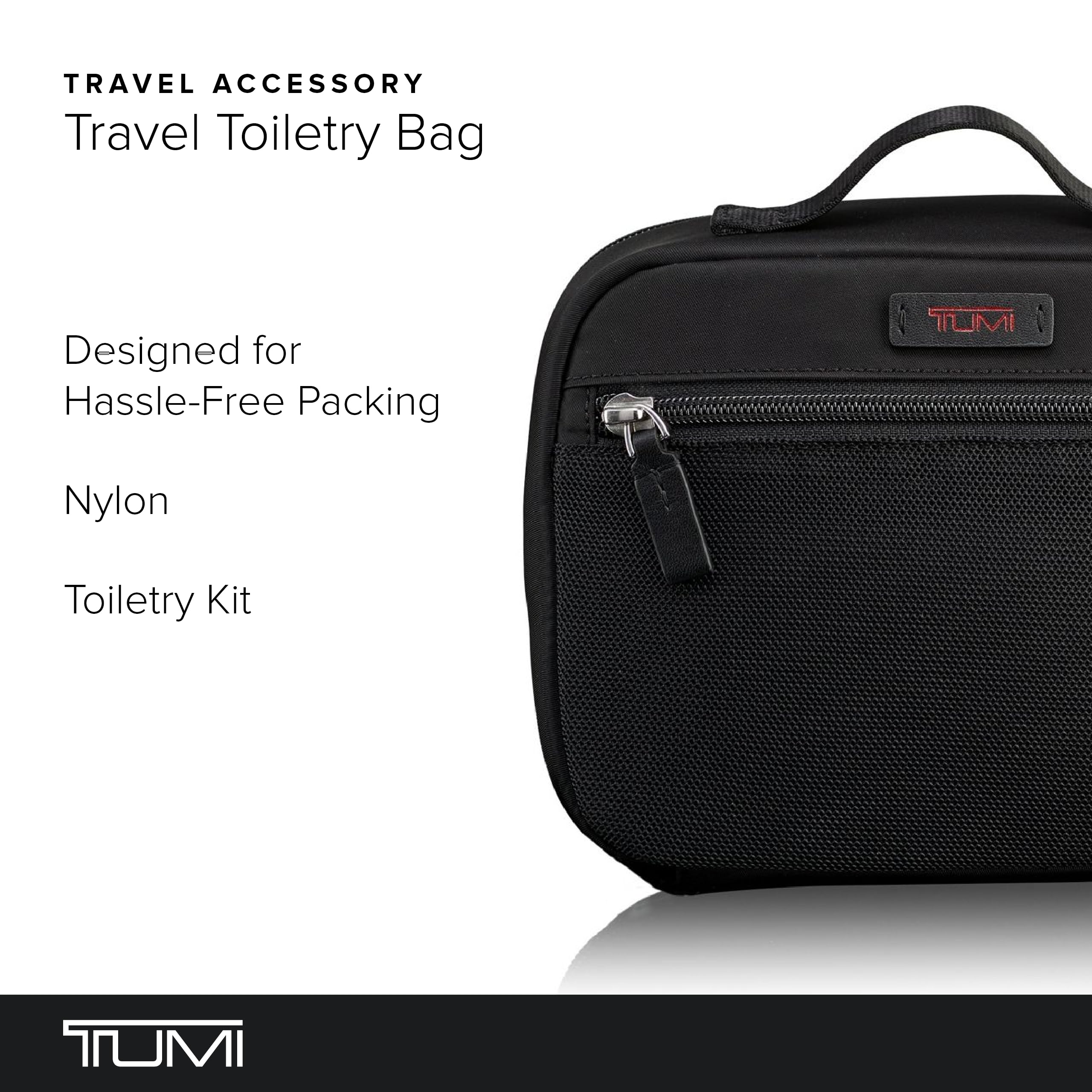TUMI Large Black Nylon Travel Organizer Pouch - Toiletry Bag for Electronics, Cords, Cosmetics & Hygiene Kit | Perfect for Business Trips, Vacations & Daily Use