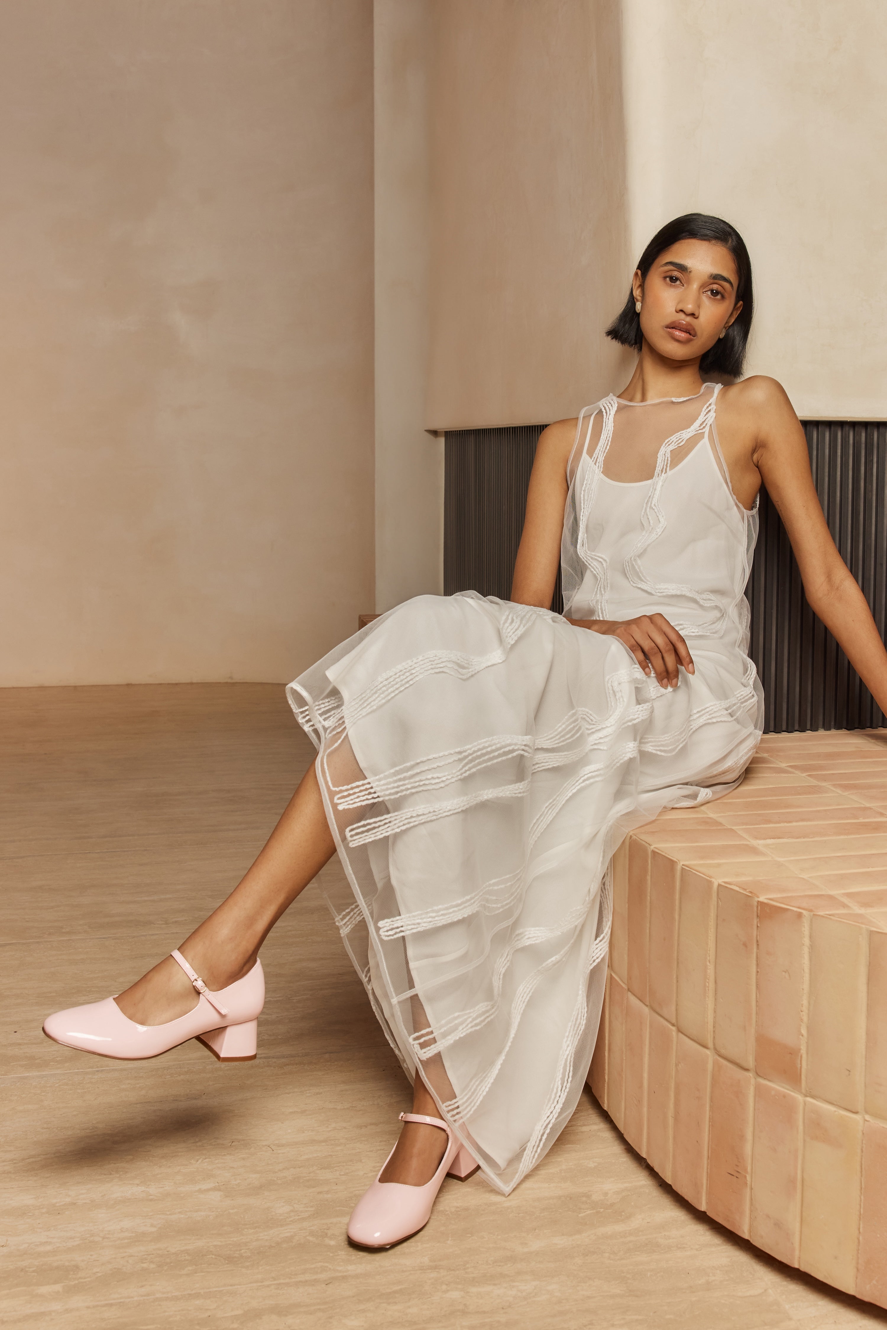 Kenna Mary Jane Block Heels - Blush Pink Patent Leather Women's Shoes for Work, Wedding & Special Occasions