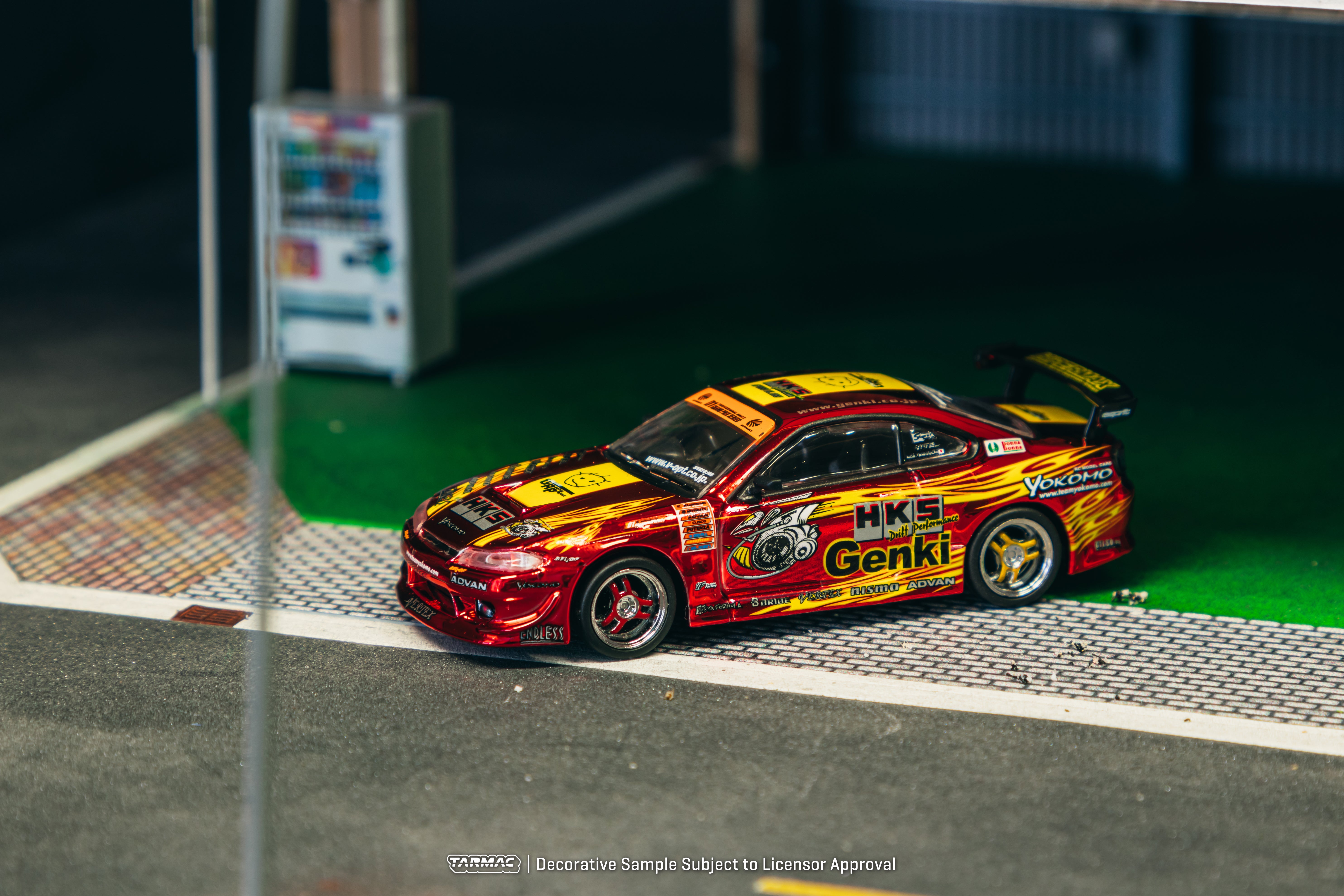 Tarmac Works 1/64 HKS Hiper Silvia RS 2 Chrome Red Diecast Model Car - Tokyo Auto Salon 2025 Special Edition - GLOBAL64 Collectible for Car Enthusiasts & Display Showcase
