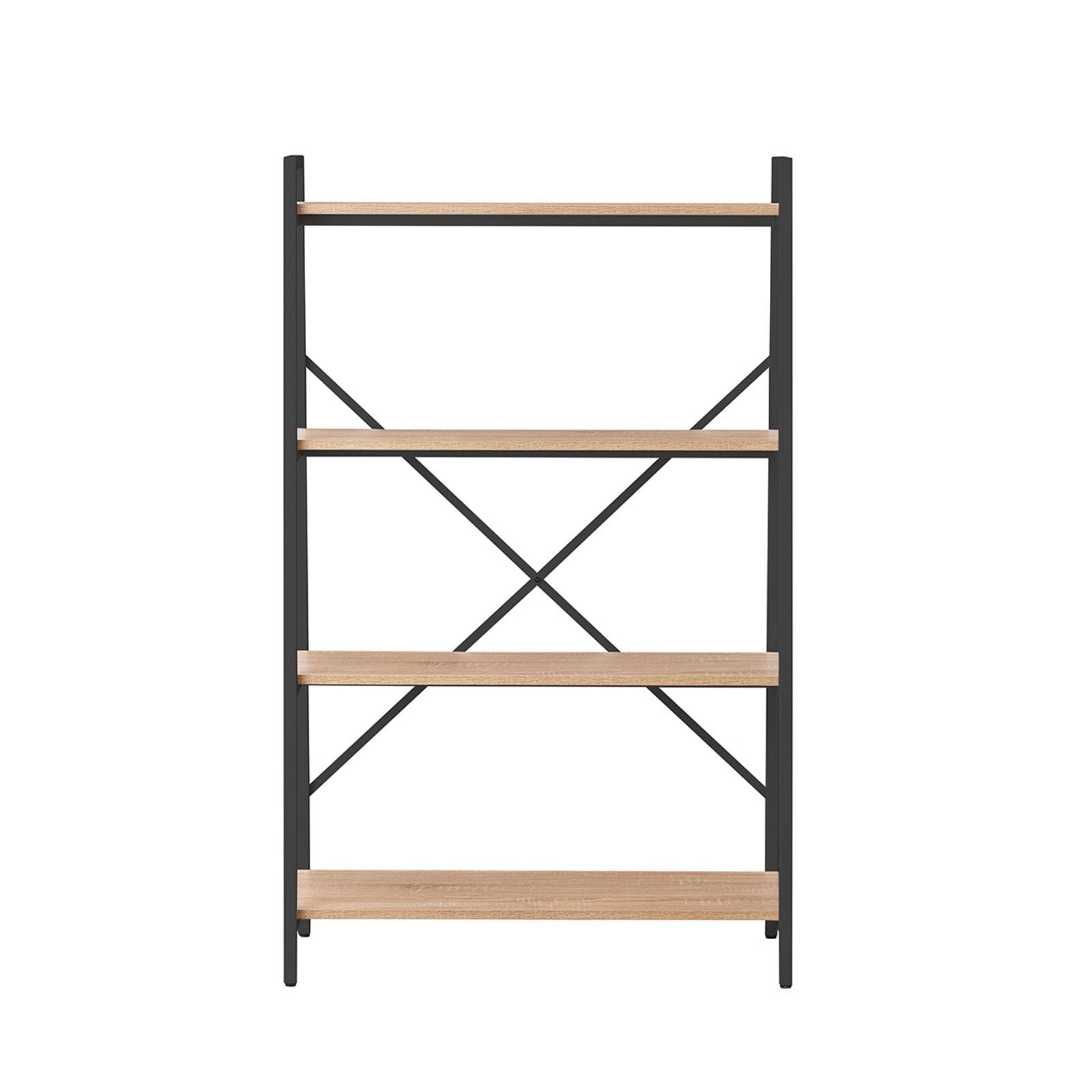 Workzone ASPECT 1300 Bookcase - Modern Oak & Black Wooden Bookshelf for Home Office, Living Room, or Bedroom Storage - 5-Tier Shelving Unit for Books, Decor, and Organizing Essentials
