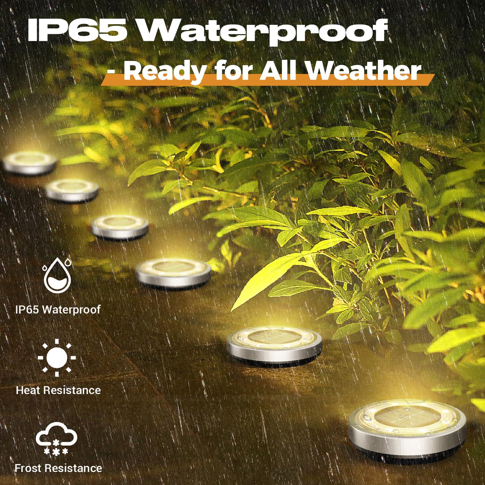 8 Pack Solar Ground Lights Outdoor Waterproof - 3000K Warm White LED Landscape Lighting for Yard, Garden, Pathway, Driveway & Lawn | Perfect for Nighttime Safety & Decorative Outdoor Ambience