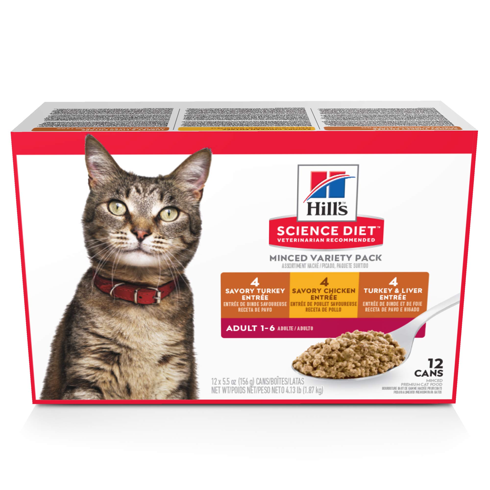 Hill's Science Diet Adult Wet Cat Food - Minced Savory Chicken Recipe - High Protein Wet Food for Indoor & Outdoor Cats - Perfect for Mealtime & Weight Management