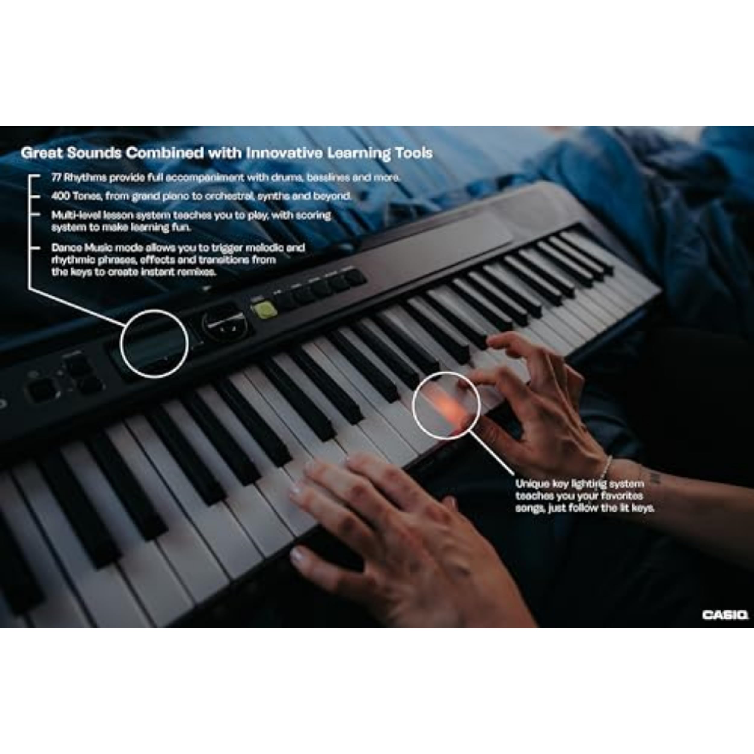 Casio Casiotone LK-S250 61-Key Portable Keyboard with Key Lighting System - Best Beginner Piano Keyboard for Adults & Kids - Perfect for Home Learning, Music Practice & Live Performances