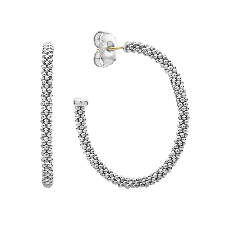 Luxury Large Caviar Hoop Earrings for Women - 18K Gold Plated Statement Jewelry - Perfect for Parties, Weddings & Evening Events