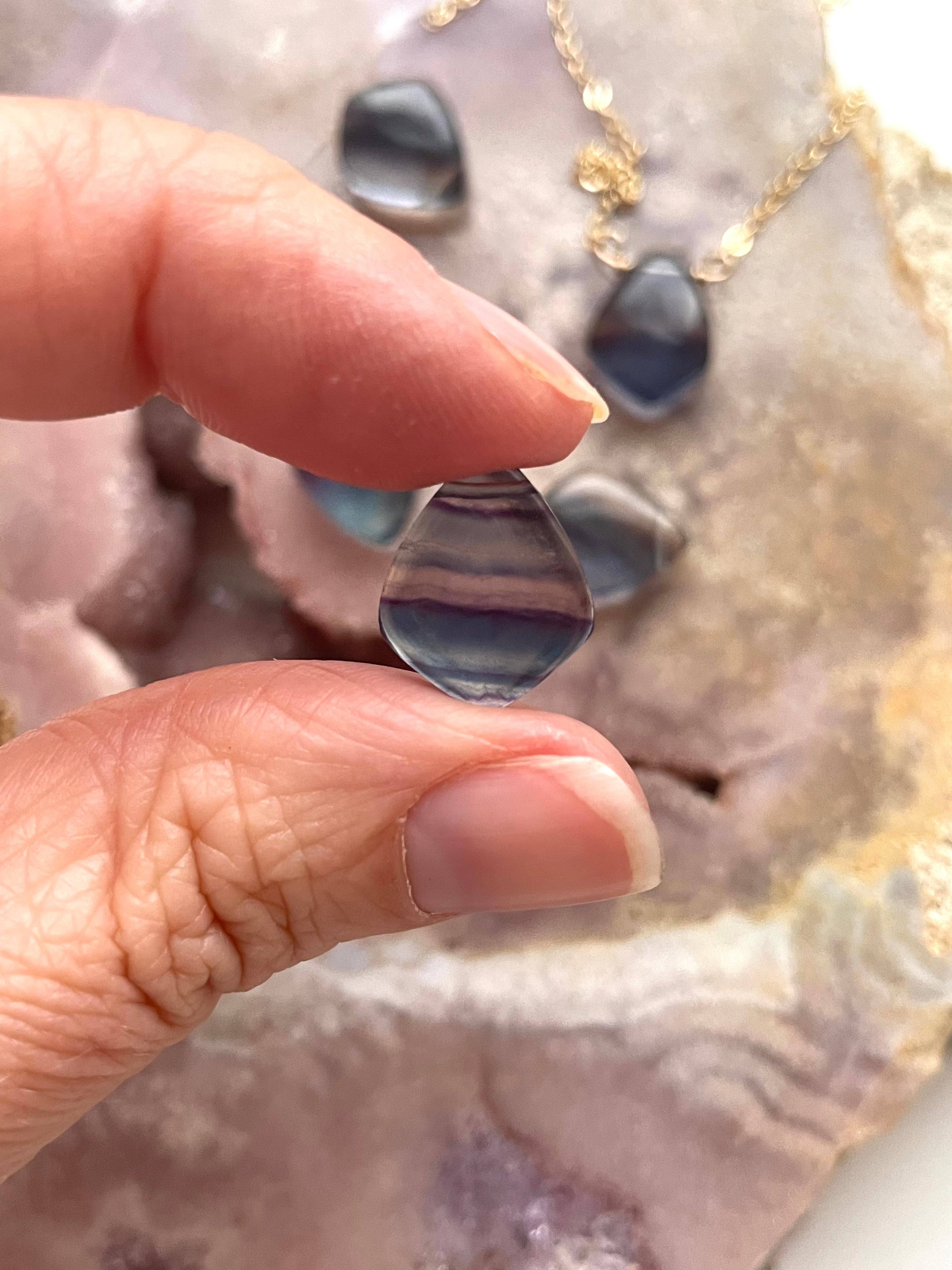 Rainbow Fluorite Pendant Necklace - Healing Crystal Jewelry for Women - Elegant Spiritual Gift for Meditation, Energy Balancing & Chakra Healing