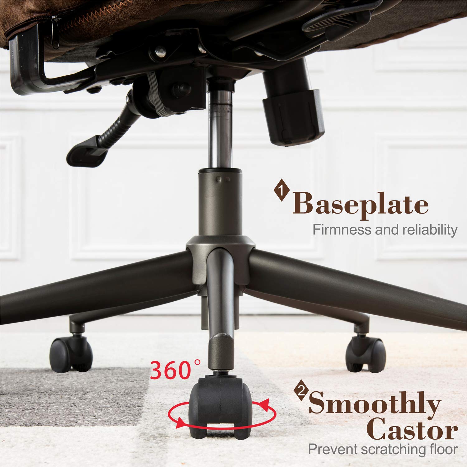 Premium Ergonomic Office Chair - OVIOS High Back Executive Chair with Deep Seat, Suede Leather Upholstery, Dark Coffee - Perfect for Home Office, Gaming & Workspaces