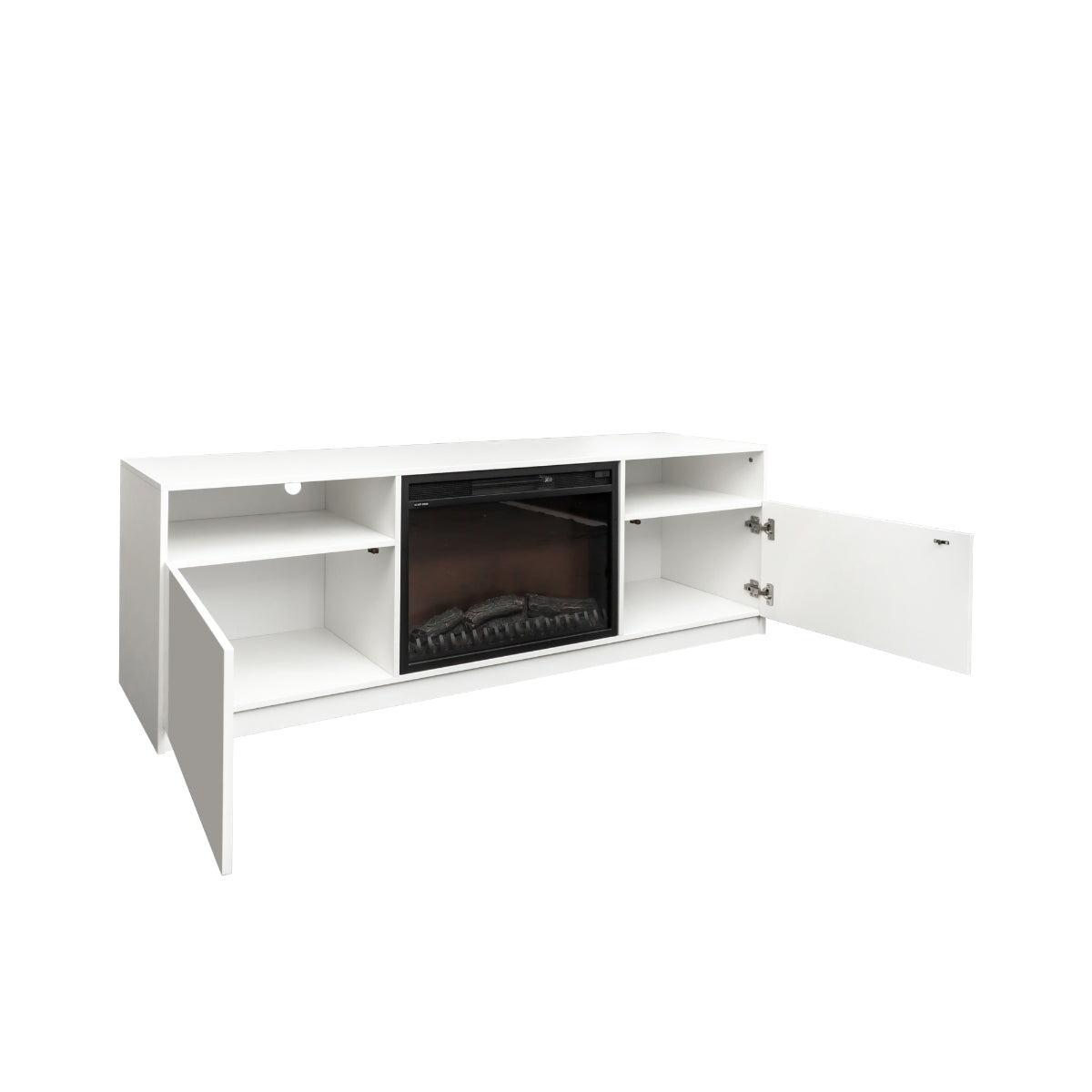 Amari Electric Fireplace TV Stand - 60 Inch Modern Entertainment Center with Heater, Storage Shelves - Perfect for Living Room, Bedroom & Home Theater Setup