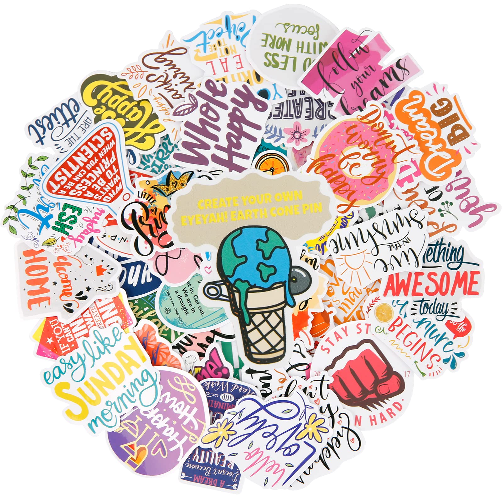 50PCS Waterproof PVC Stickers - Cute Removable Graffiti Decals for Laptop, Skateboard, Water Bottles | Reusable Vinyl Stickers for Teens & Adults with Inspirational Words | Perfect for DIY Crafts, School Supplies & Personalizing Accessories