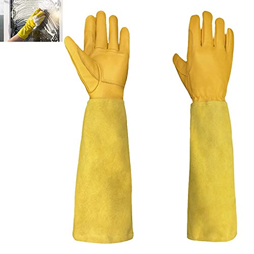 Durable Long Sleeve Gardening Gloves for Men & Women - Heavy Duty Outdoor Work Gloves with Protection for Planting, Weeding & Landscaping