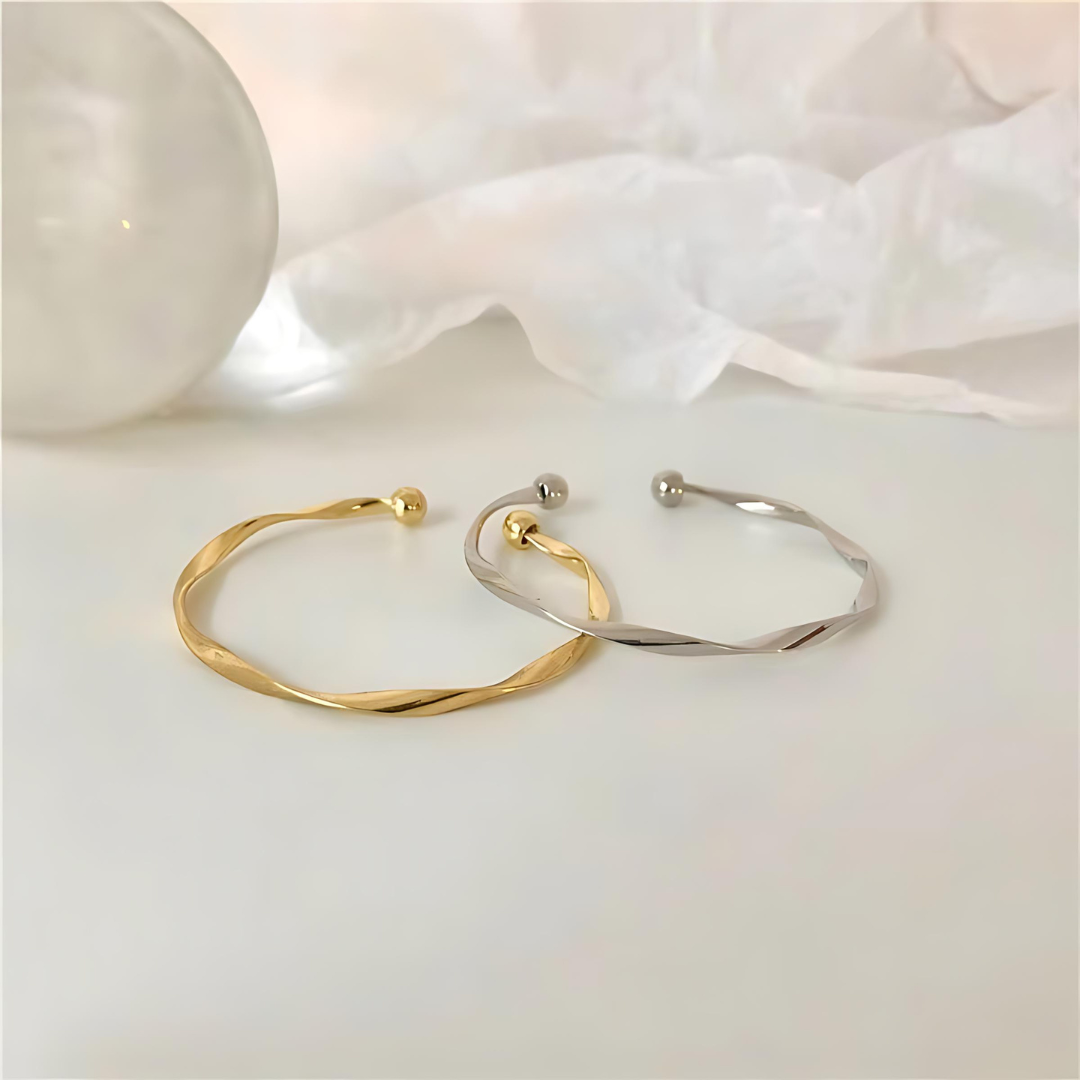 Mobius Gold Silver Open Cuff Bangle Bracelet for Women | Trendy Minimalist Jewelry | Perfect for Everyday Wear, Office & Special Occasions | HB637