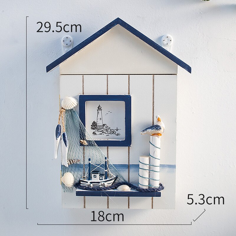 Sailor Sea Style Wooden Seabird Wall Shelves - Rustic Nautical Decor for Beach House, Living Room & Bathroom Storage