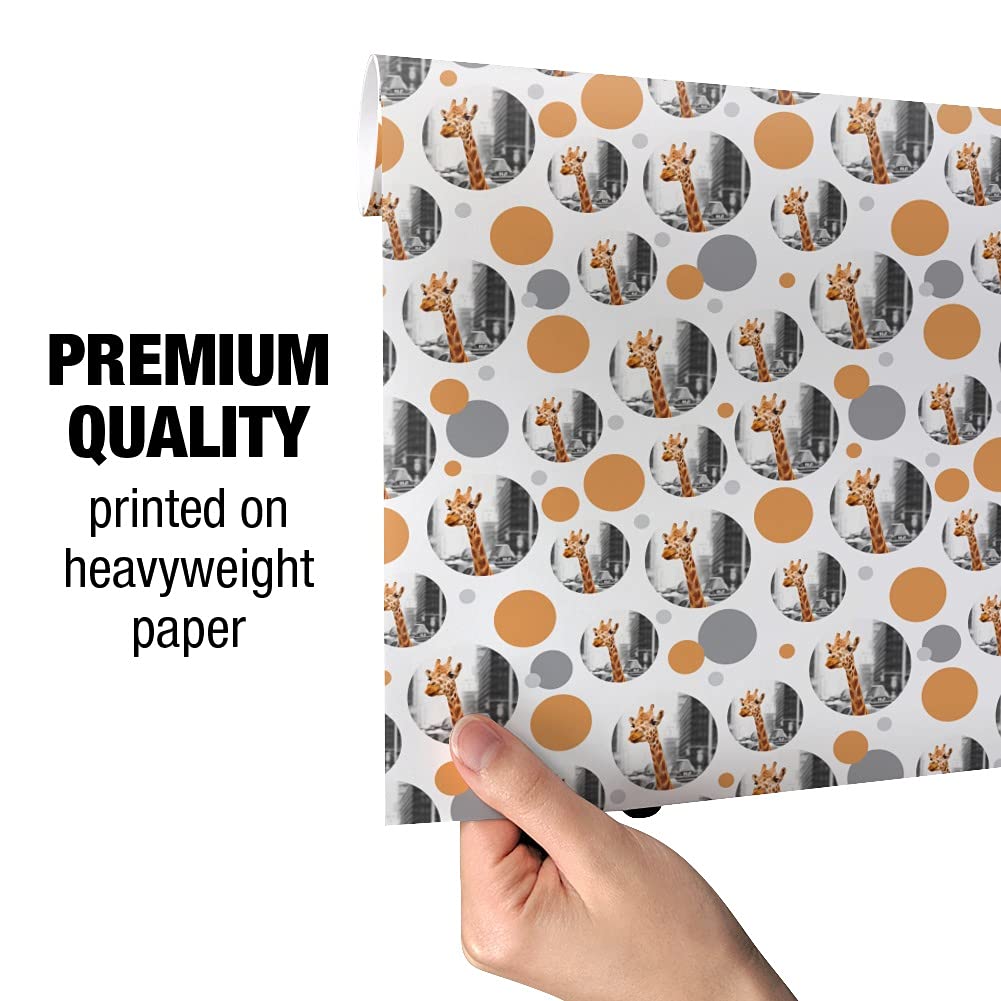 GRAPHICS & MORE Giraffe in Taxi Gift Wrap Paper Roll - Premium Wrapping Paper for Birthday, Baby Shower & Holiday Gifts - 24in x 10ft