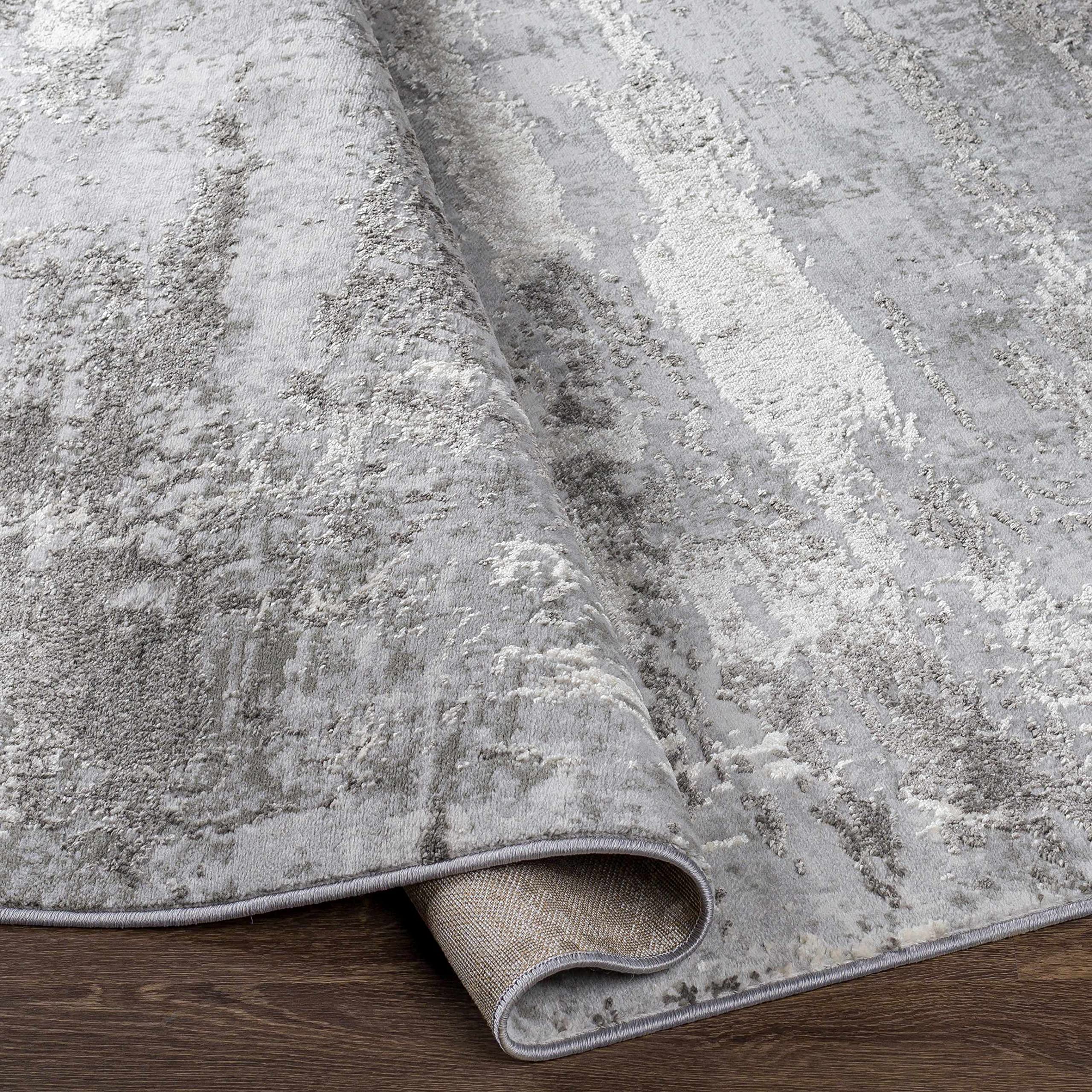 Hauteloom Pattao Modern Area Rug for Living Room & Bedroom - Soft Gray & Beige - 6'7