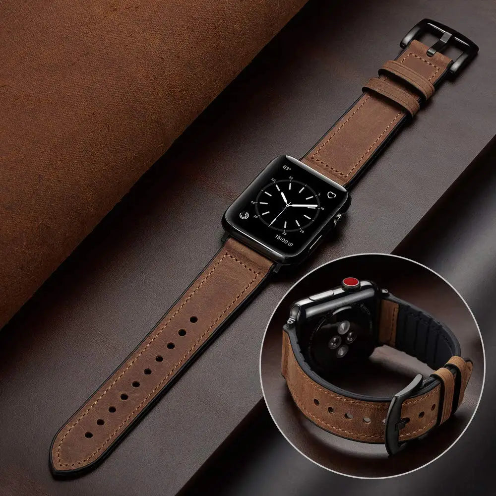 Premium Leather & Silicone Hybrid Watch Bands - Durable, Comfortable & Stylish for Men & Women - Perfect for Workouts, Office & Everyday Wear
