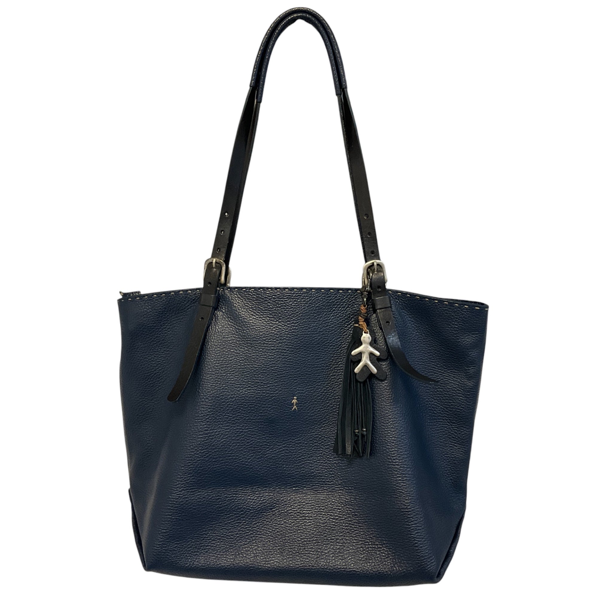 Henry Beguelin Navy Blue Pebbled Leather Tote Bag for Women - Stylish & Durable Handbag for Work, Travel & Everyday Use