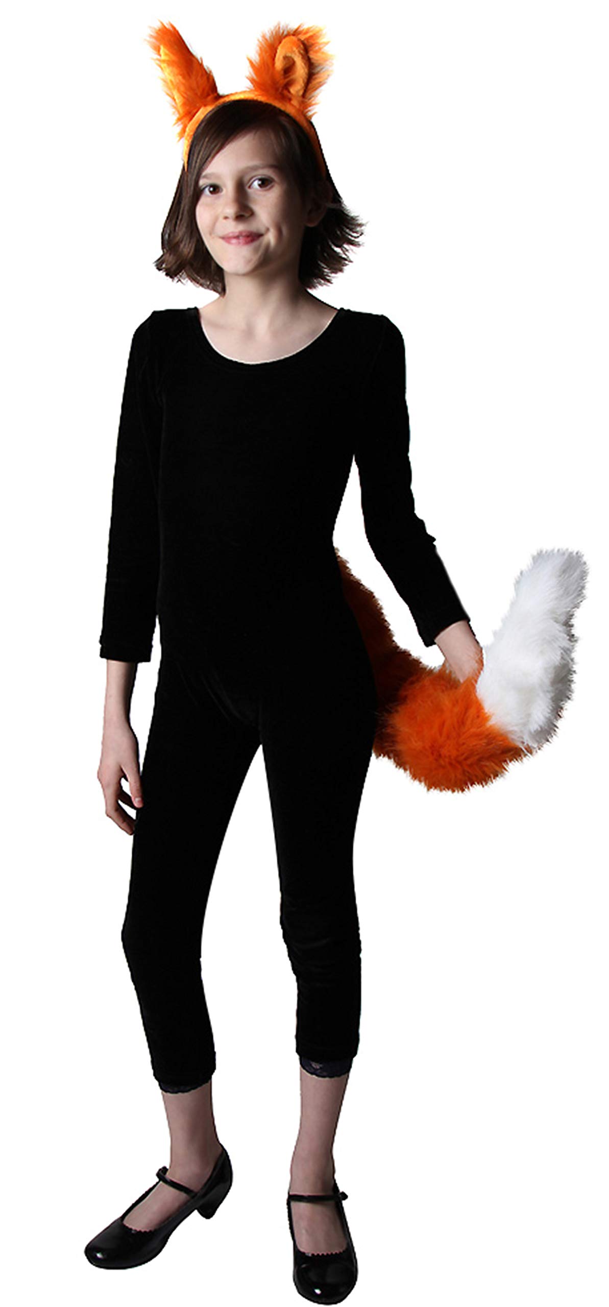 Fox Ears and Tail Plush Costume Set - Oversized Orange Furry Cosplay Accessories for Halloween, Anime Conventions, and Role Play