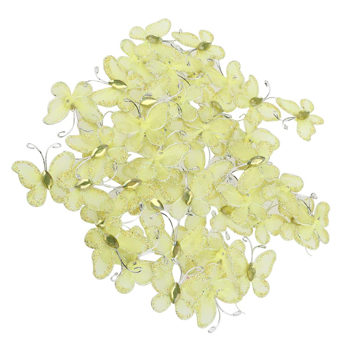 POPETPOP Premium Wedding Glitter Decorations - Organza & Wired Mesh Butterflies for Wedding, Party, Scrapbooking & DIY Crafts | Fine Glitter Cardstock for Invitations, Centerpieces & Home Decor