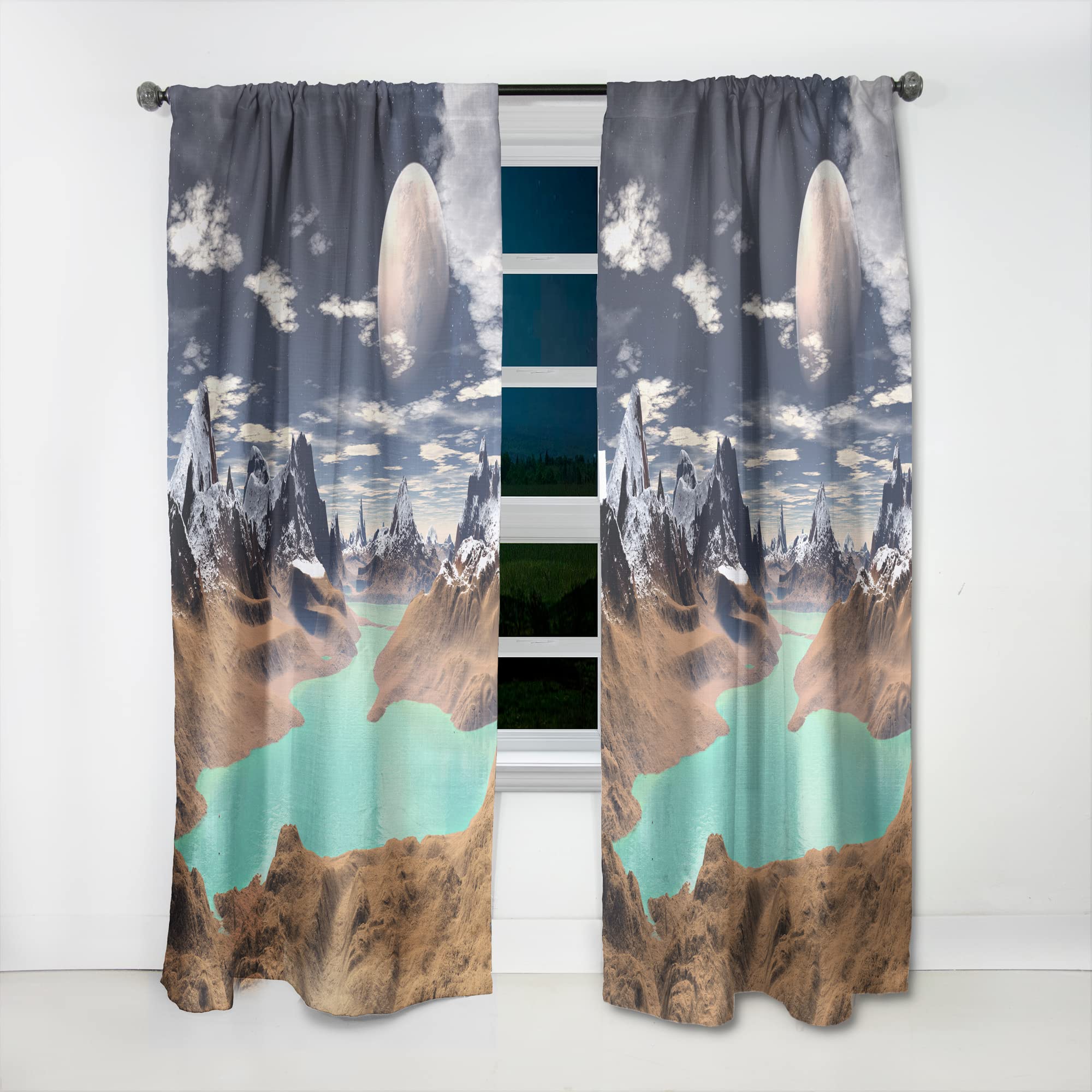 DesignQ 'The Green Lake Planet' Thermal Insulated Curtains - Single Panel 52x84 - Elegant Window Treatments for Bedroom & Living Room | Perfect for Energy Efficiency & Light Control