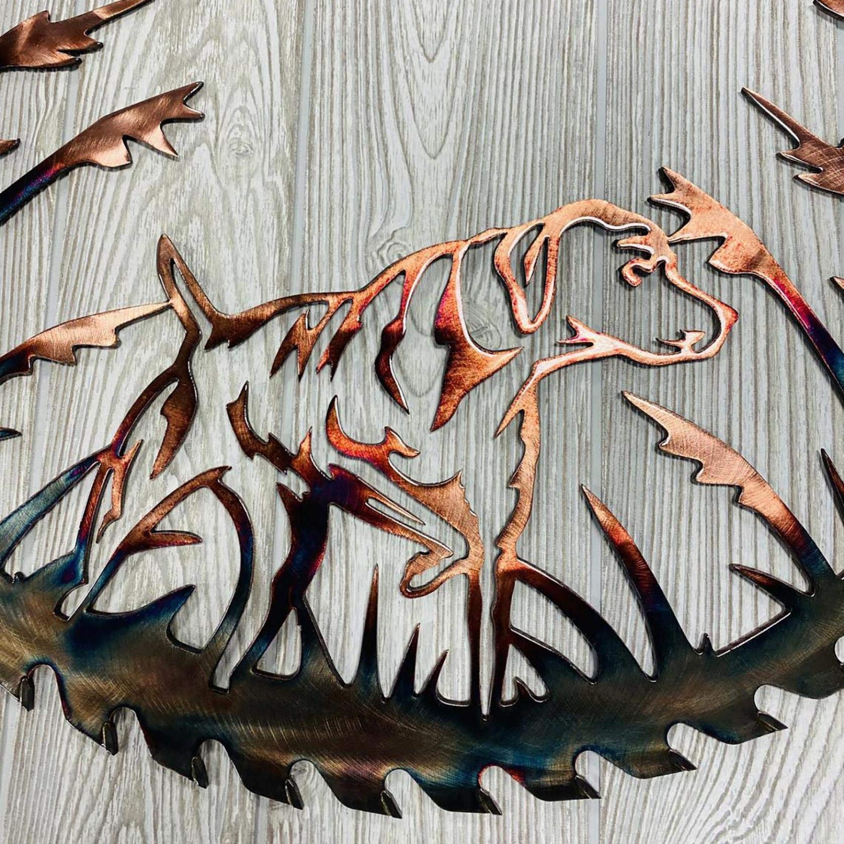 Owill-home Solo Mallard Hunting & Trout Fishing Scene Metal Wall Art - Handcrafted Indoor Outdoor Wall Decor for Home, Office, Cabin & Man Cave - Rustic Wildlife Wall Sculpture for Hunting Lodge & Fishing Enthusiasts