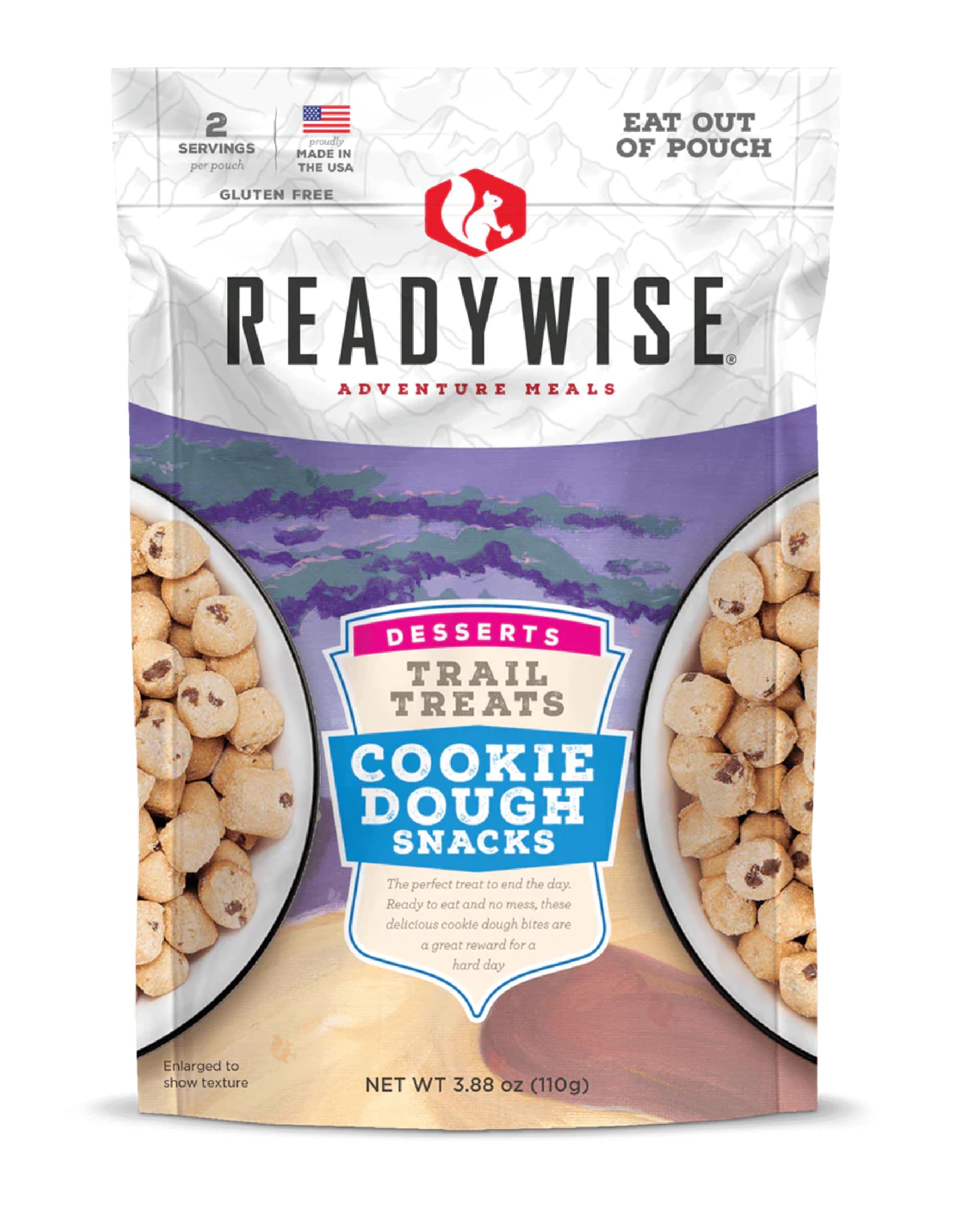 READYWISE Freeze Dried Cookie Dough - 2 Servings Emergency Survival Food for Camping, Hiking & Backpacking | Long Shelf Life MRE Snacks | Perfect for Outdoor Adventures & Disaster Preparedness Kits