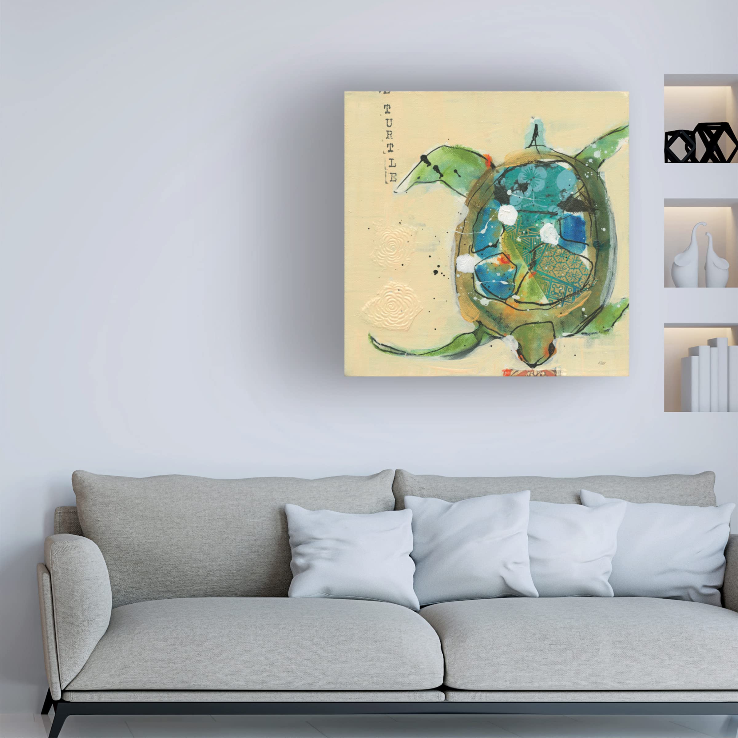 Trademark Fine Art 'Chentes Turtle' Canvas Wall Art by Kellie Day - Vibrant Sea Turtle Painting for Beach House Decor, Coastal Living Room & Ocean-Themed Bedroom