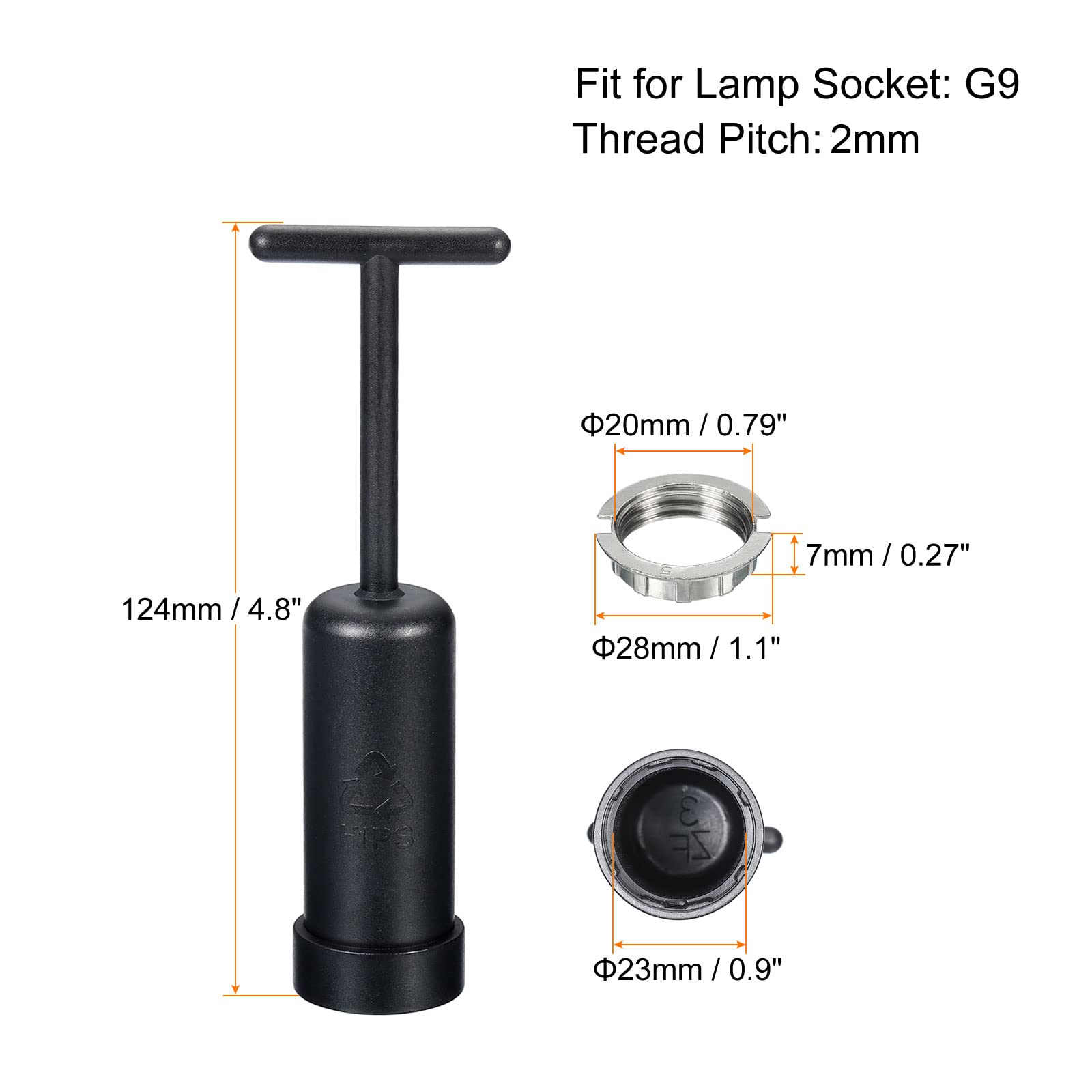 MECCANIXITY G9 Light Socket Rings - Metal Lamp Shade Holder Replacement Ring M20 with Removal Tool (2-Pack) - Perfect for Chandeliers, Ceiling Lights & Home Lighting Fixtures