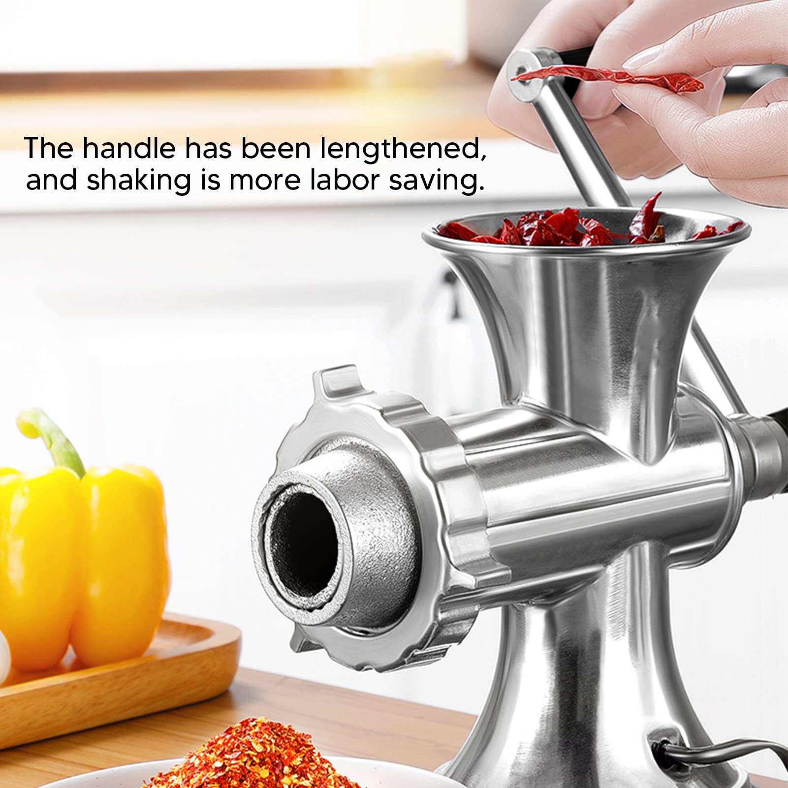 Stainless Steel Manual Meat Grinder - Heavy Duty Aluminum Alloy Sausage Maker with Suction Cup Base | Perfect for Home Kitchen, Camping & Outdoor Cooking | Silver