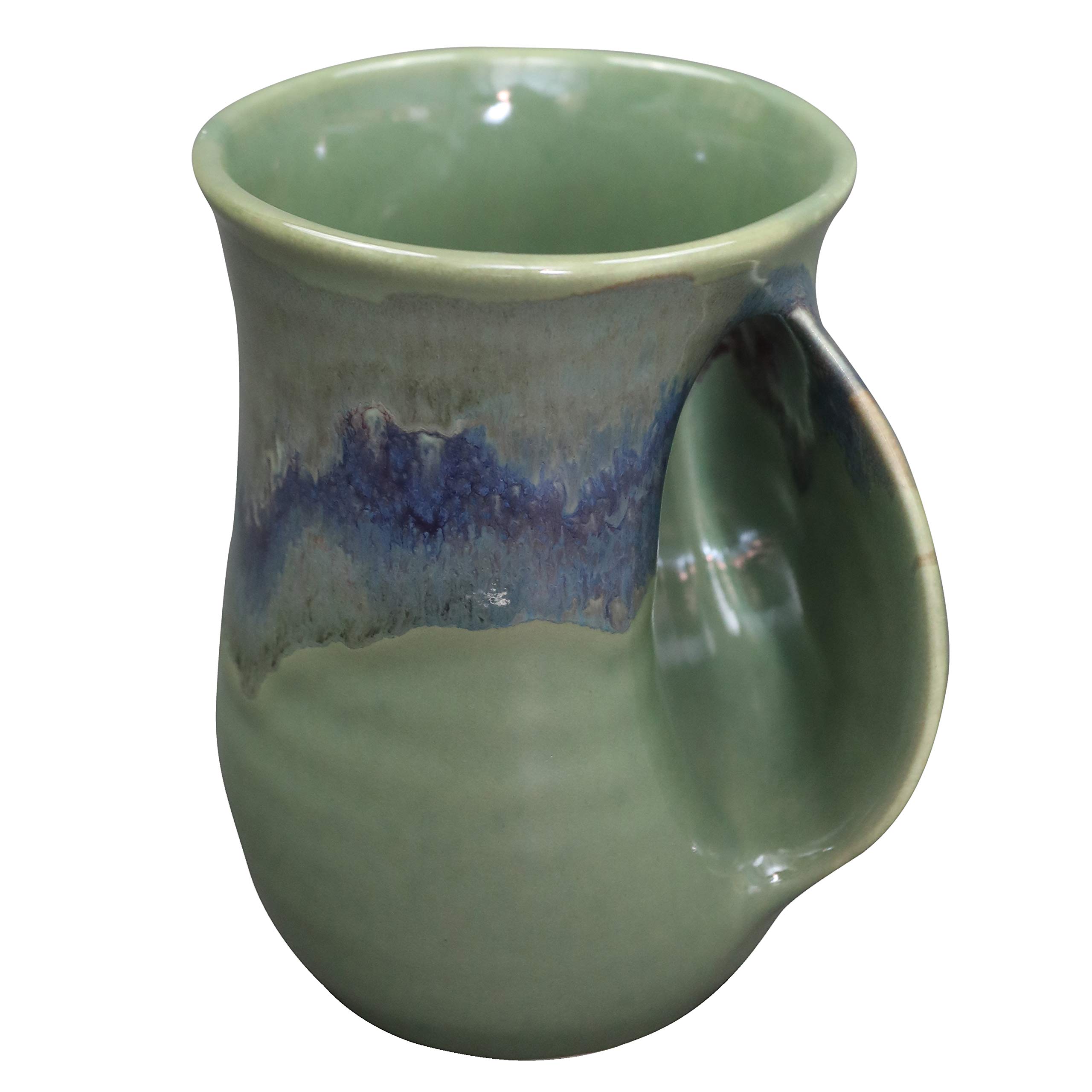 Electric Hand Warmer Mug for Right Hand - Insulated Travel Coffee Cup with Lid, Misty Green - Perfect for Office, Commuting & Outdoor Activities