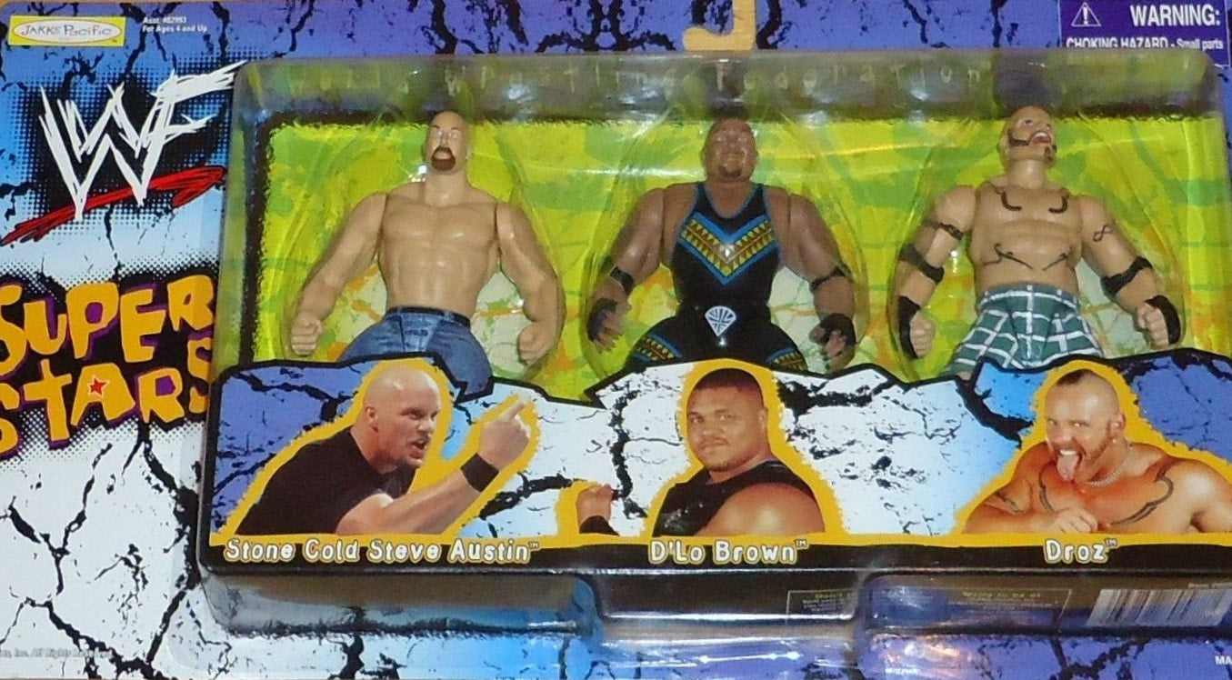 1999 WWF Jakks Pacific Break Down In Your House Wrestling Action Figure Box Set - Stone Cold Steve Austin, D'Lo Brown & Droz Collectible Figures [Exclusive Edition] | Perfect for WWE Fans, Collectors & Nostalgic Home Display