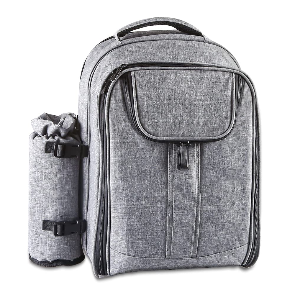 Forbidden Road Insulated Cooler Backpack - 20L Waterproof Picnic Bag with Bottle Holder & Cooler Compartment for Hiking, Camping, Beach, Workouts & Outdoor Adventures (Gray)
