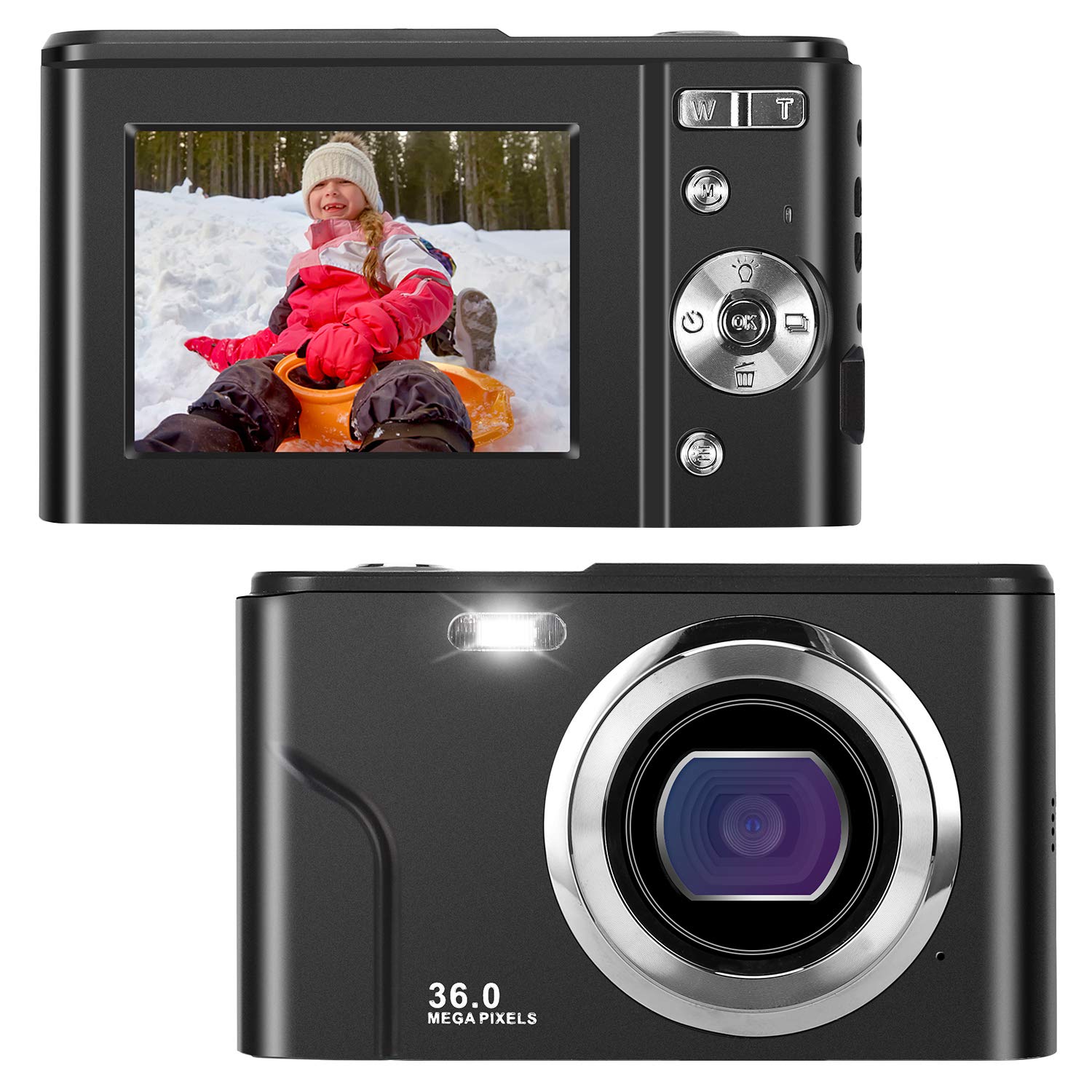 IEBRT 1080P HD Digital Camera - 36MP Point and Shoot Camera with 16X Zoom, LCD Screen & Rechargeable Battery | Compact Vlogging Camera for Kids, Teens & Beginners | Perfect for Travel, Birthday Gifts & YouTube Content Creation