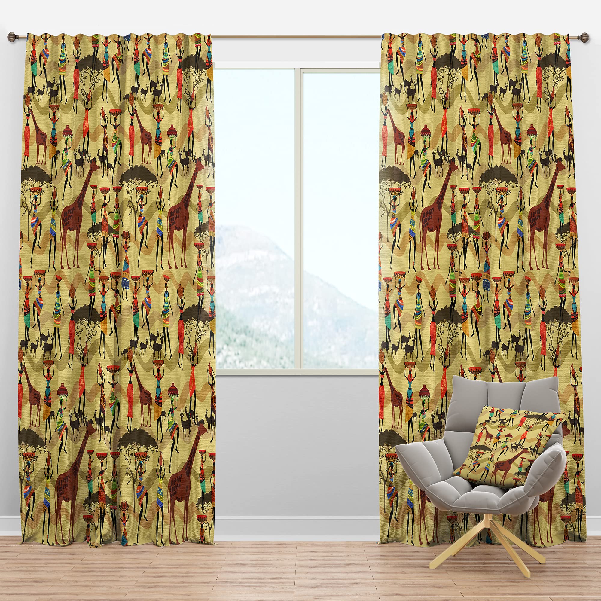 DesignQ Blackout Curtains with African Women Texture - Thermal Insulated Single Panel (52x120 inches) for Bedroom & Living Room - Perfect for Light Blocking, Privacy & Home Decor