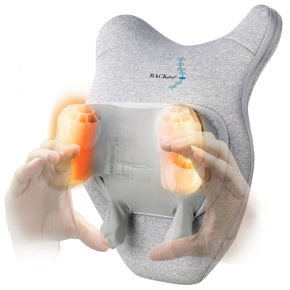 BACKplus® 3D Massage Pillow for Neck & Back Pain Relief - Shiatsu Deep Tissue Kneading with Heat - Perfect for Office, Car & Home Use