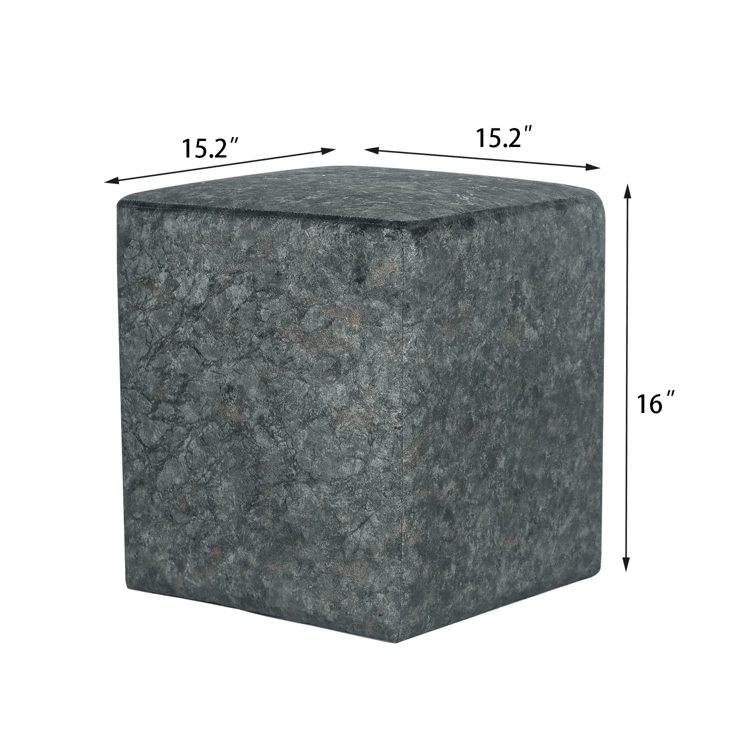 Joveco Square Ottoman Vanity Stool - Fabric Upholstered Footrest & Footstool with Non-Slip Pad - Modern Side Table Seating for Living Room, Bedroom & Home Office - Grey - Perfect for Lounging, Makeup Vanity & Extra Seating