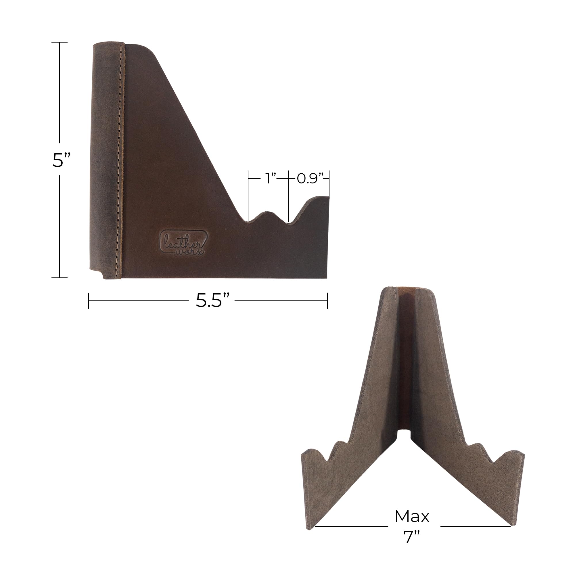 Handmade Full Grain Leather Rustic Cell Phone Stand for Desk - Foldable Desktop Phone Holder, Bourbon Brown - Perfect for Office, Home & Travel Use
