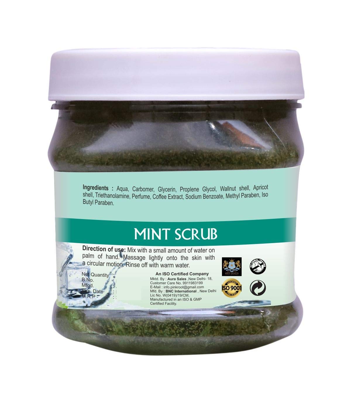 Pink Root Green Apple & Mint Scrub Massage Gel 500ml - Hydrating & Exfoliating Body Care for Spa, Relaxation & Skin Renewal