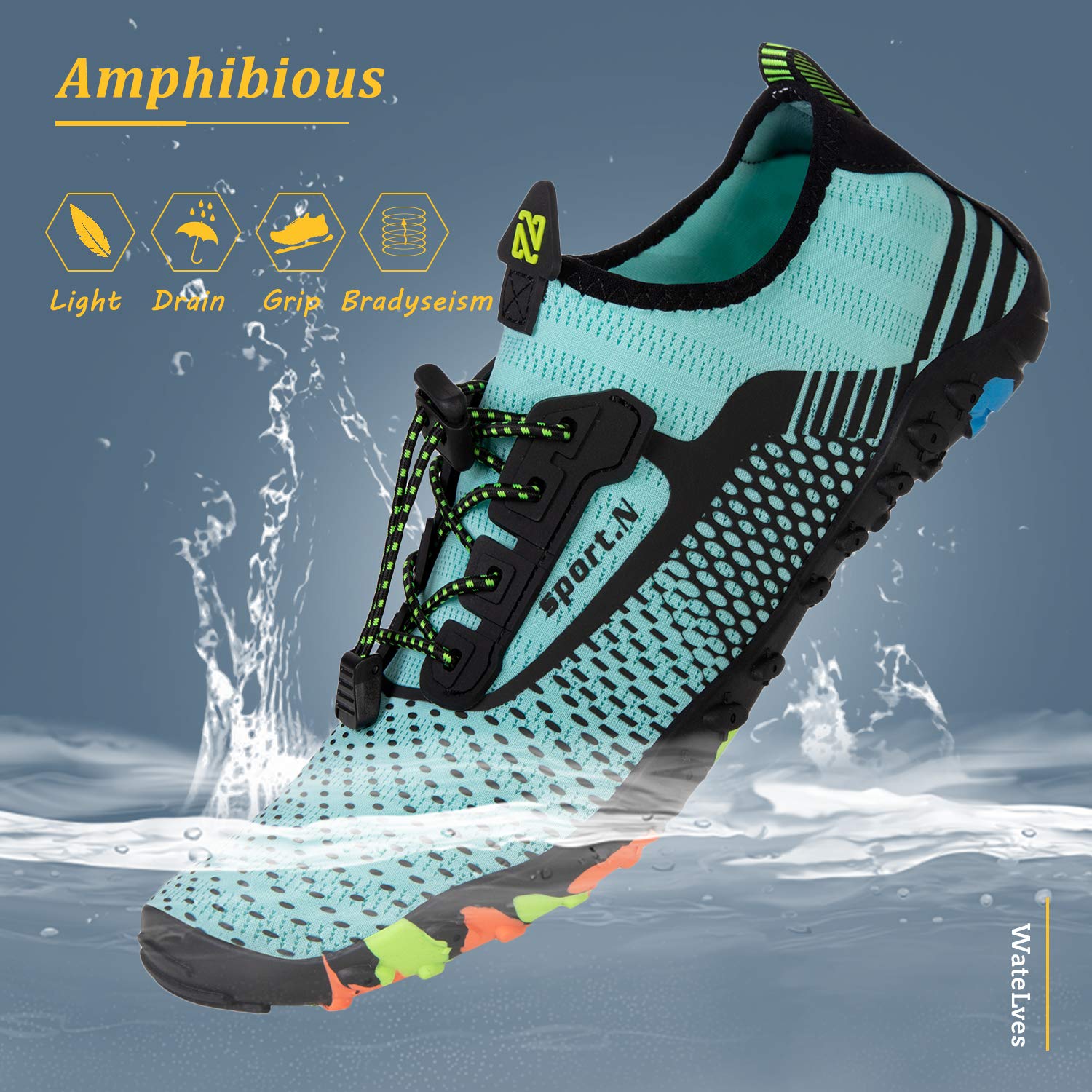 WateLves Water Shoes for Men & Women - Barefoot Beach Swim Shoes, Quick-Dry Aqua Socks for Pool, Surf, Yoga & Water Aerobics | Perfect for Beach Vacations, Water Sports & Outdoor Activities