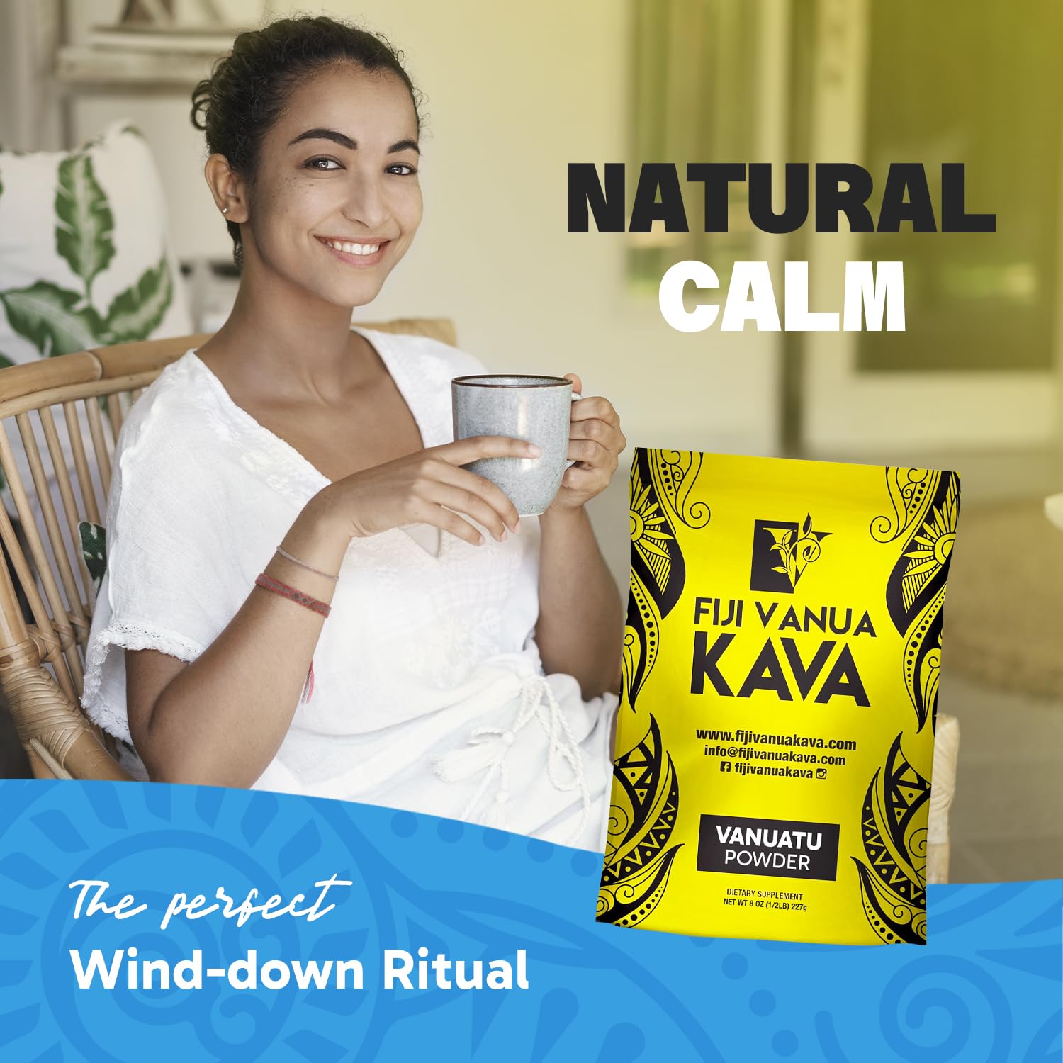 Premium Noble Kava Root Powder - 100% Pure Sun-Dried Vanuatu Kava with High Kavalactones, Medium Grind for Easy Preparation (8 oz) - Perfect for Relaxation, Stress Relief & Social Gatherings
