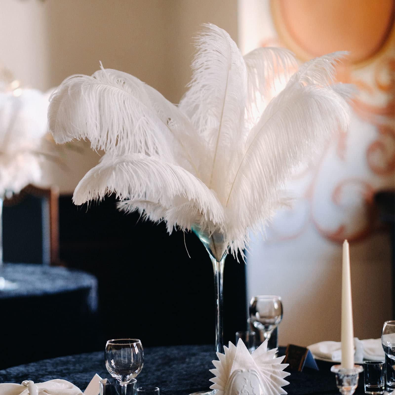 80 Pcs Large Natural Ostrich Feathers 14-16 Inch Bulk for DIY Crafts, Wedding Decor, Party Centerpieces, Vase Fillers | Perfect for Home Decor, Event Styling, and Floral Arrangements