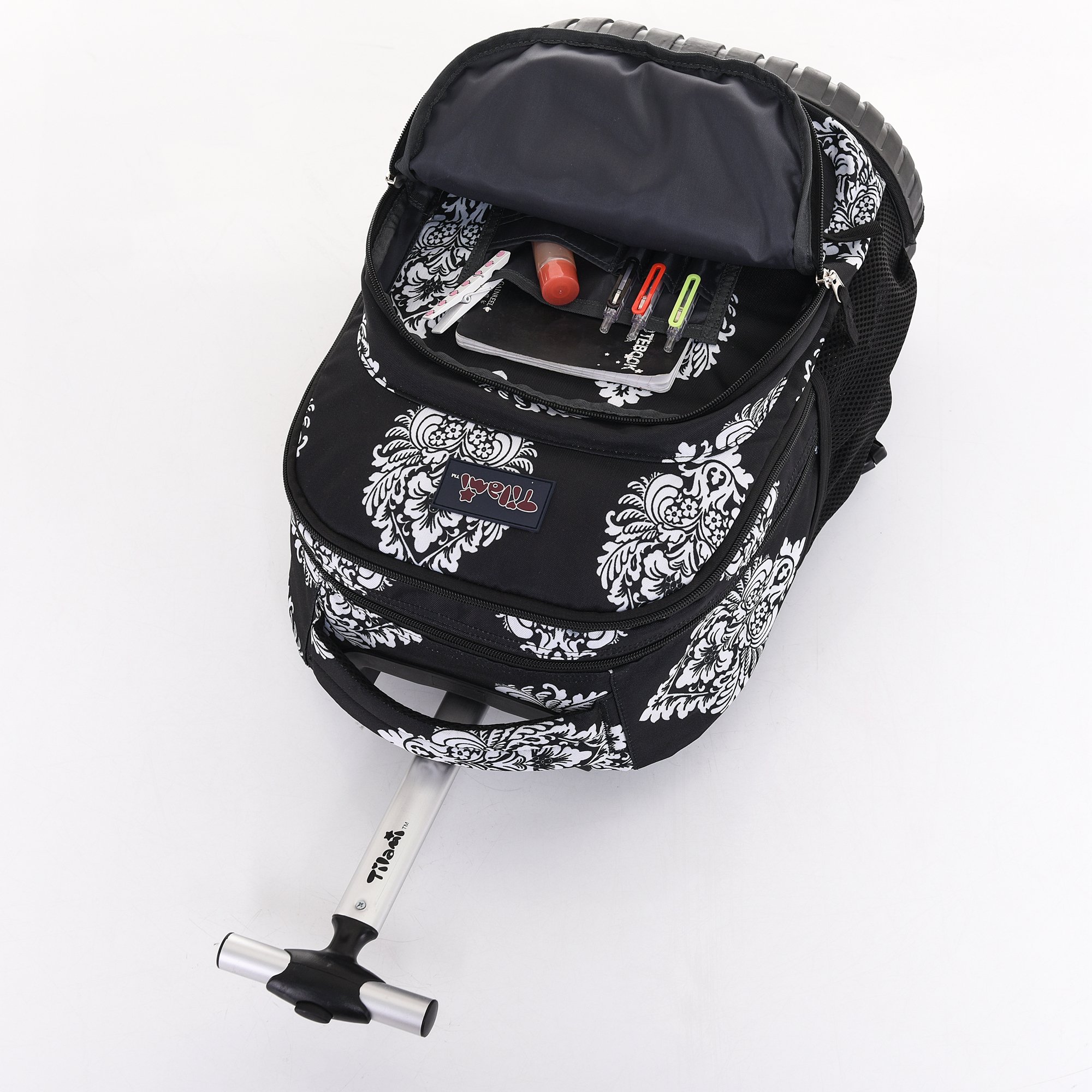 Tilami 18 Inch Rolling Backpack for Boys & Girls - Durable Laptop Backpack with Wheels & Handle, School & Travel Backpack for Kids & Teens - Perfect for School, College, Airplane & Daily Commute
