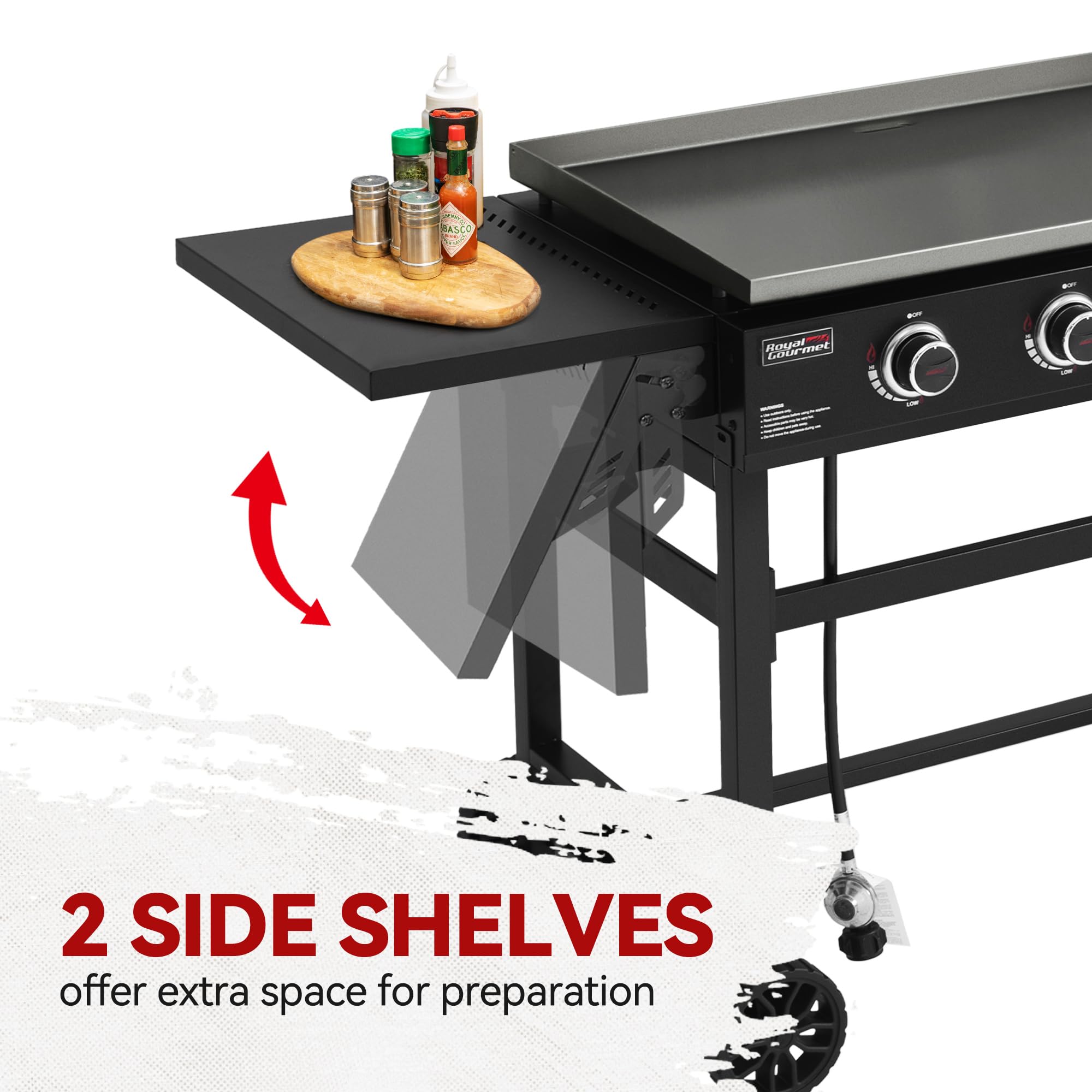 Royal Gourmet GB4001C-N 35 Inch 4-Burner Propane Gas Griddle with Cover - 52,000 BTU Outdoor Flat Top Grill with Foldable Side Tables - Perfect for Backyard BBQs, Tailgating & Camping - Black
